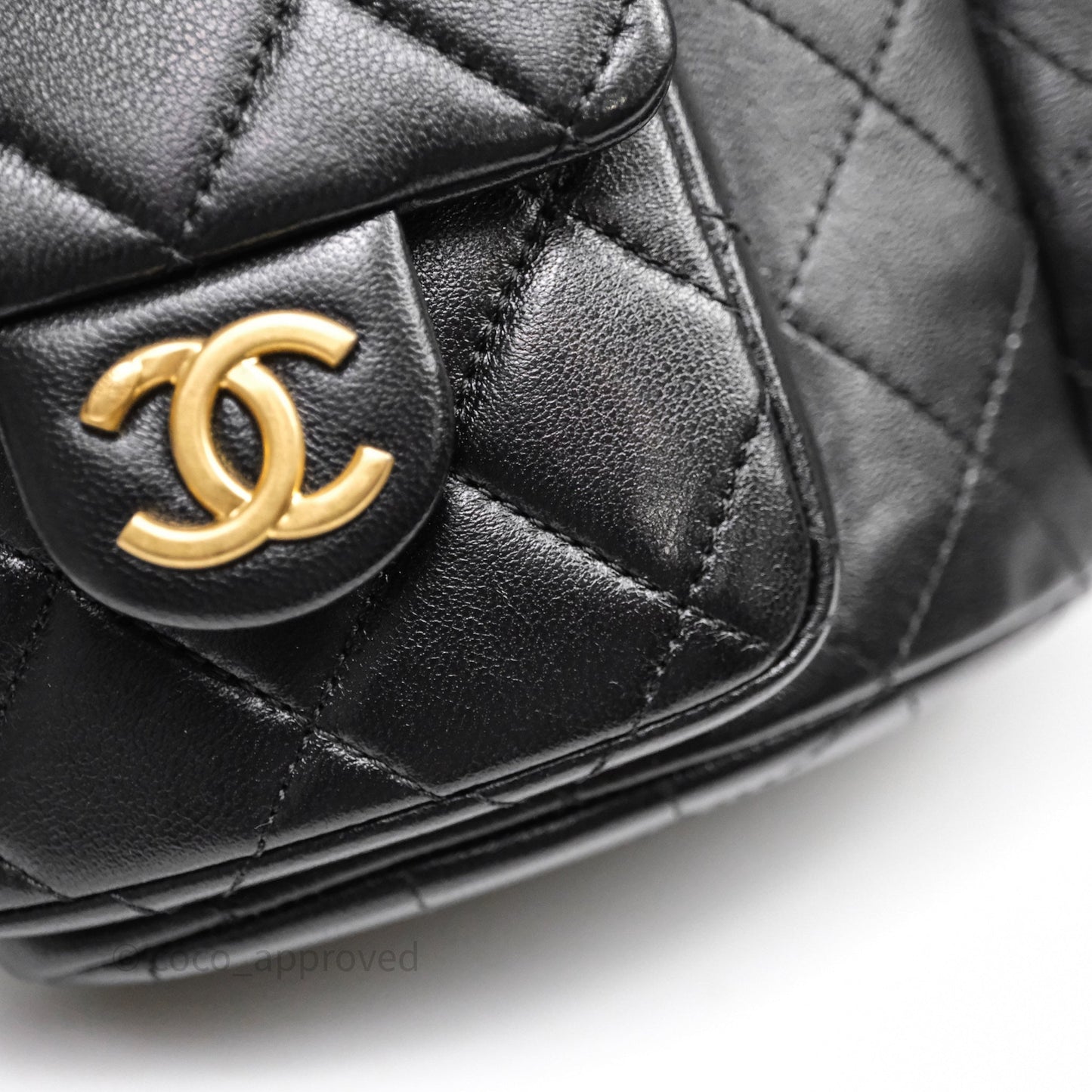 Chanel Double Pocket Black Lambskin Gold Hardware 25C