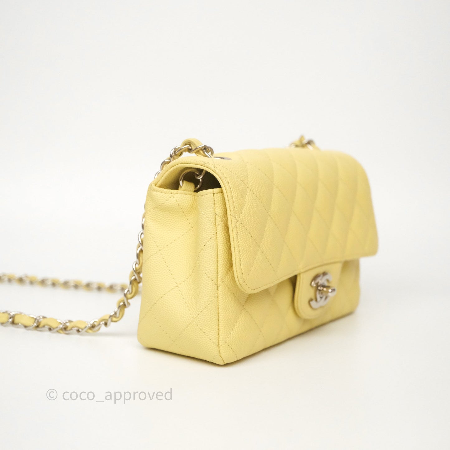 Chanel Mini Rectangular Quilted Yellow Caviar Silver Hardware