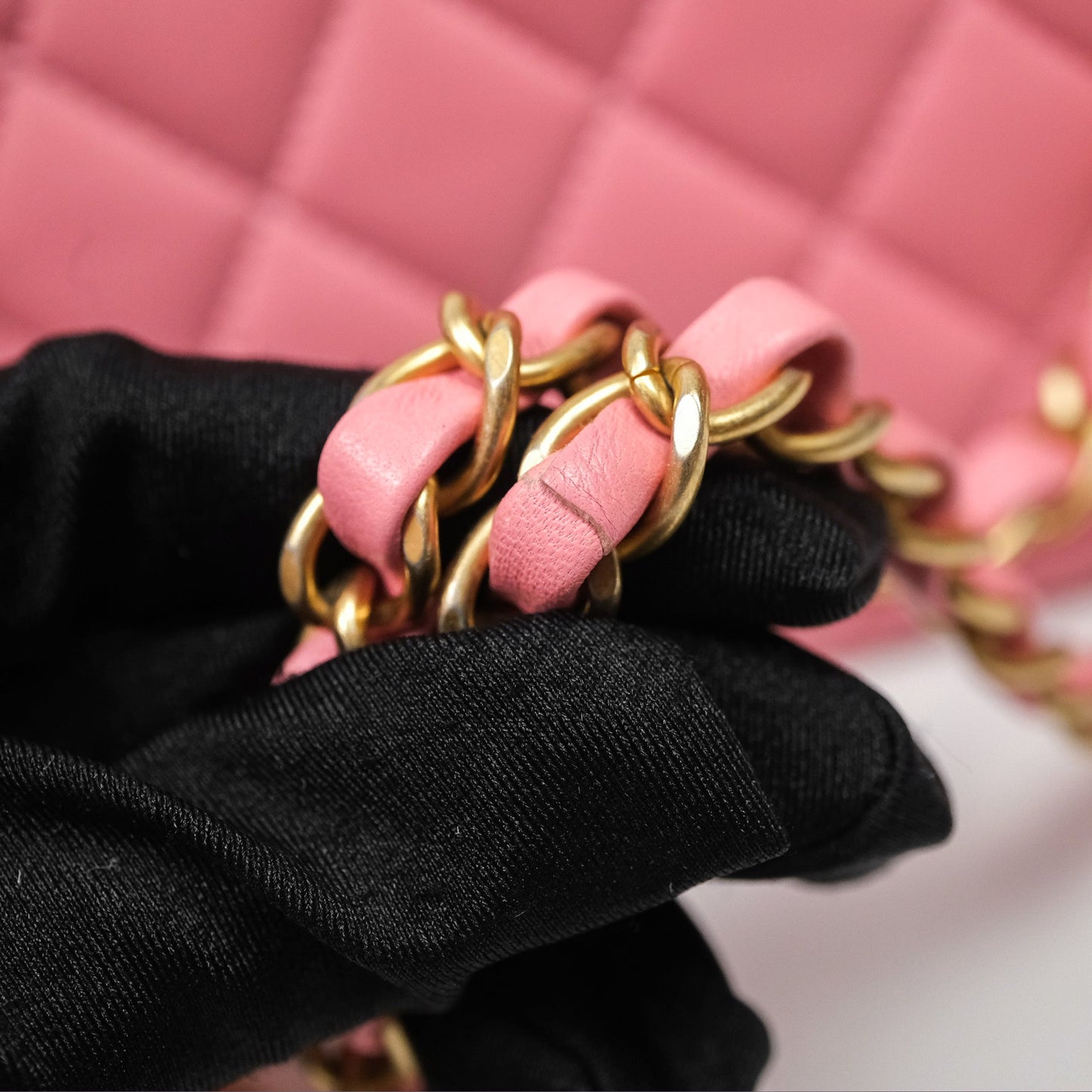 Chanel Small Classic Quilted Flap Pink Lambskin Aged Gold Hardware