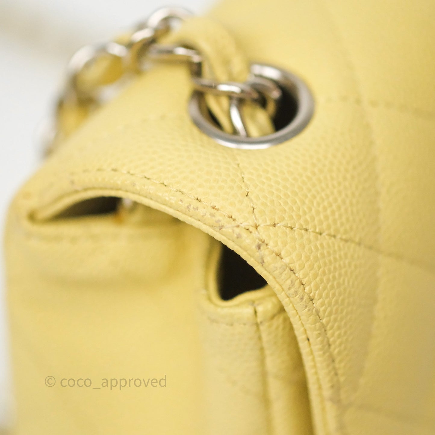 Chanel Mini Rectangular Quilted Yellow Caviar Silver Hardware