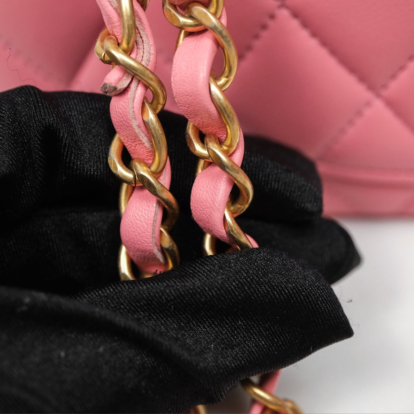 Chanel Small Classic Quilted Flap Pink Lambskin Aged Gold Hardware