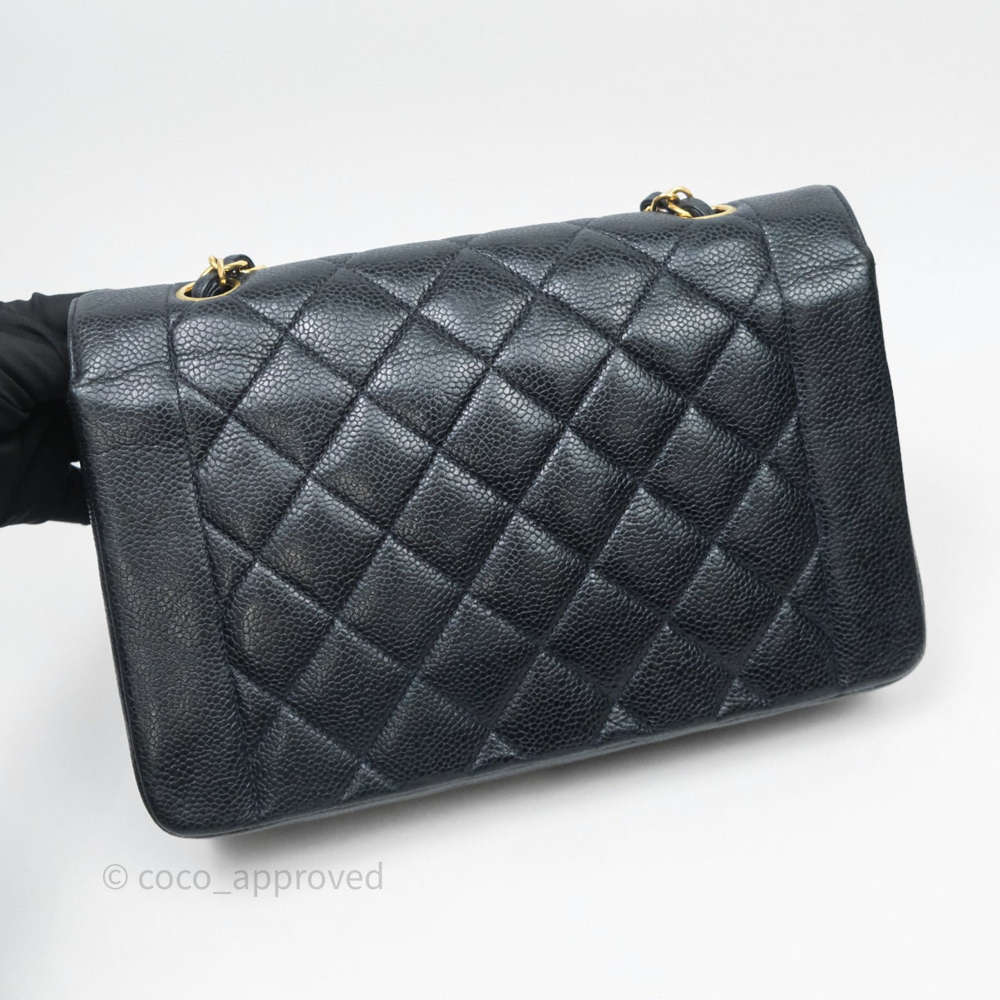 Chanel Vintage Medium Classic Diana Flap Bag Black Caviar 24K Gold Hardware