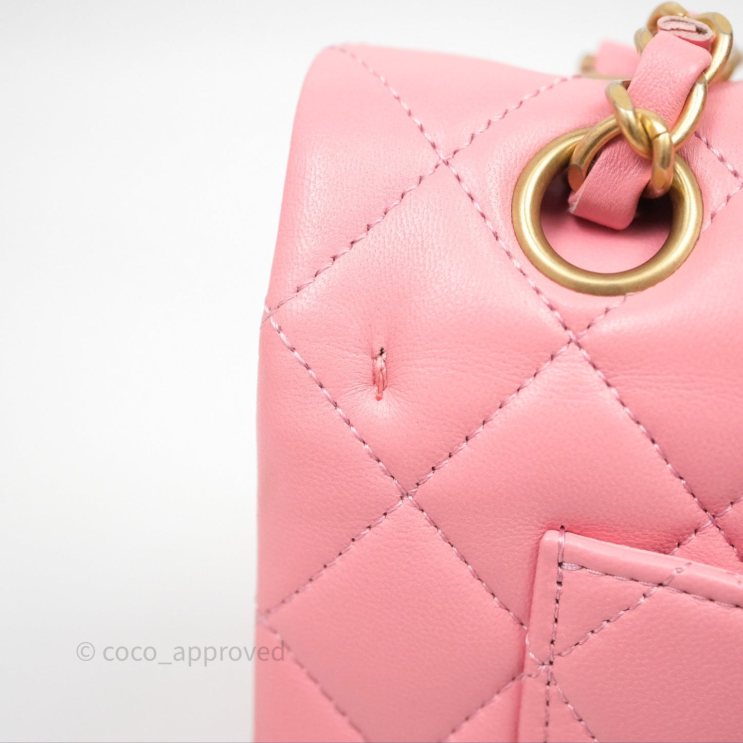 Chanel Small Classic Quilted Flap Pink Lambskin Aged Gold Hardware