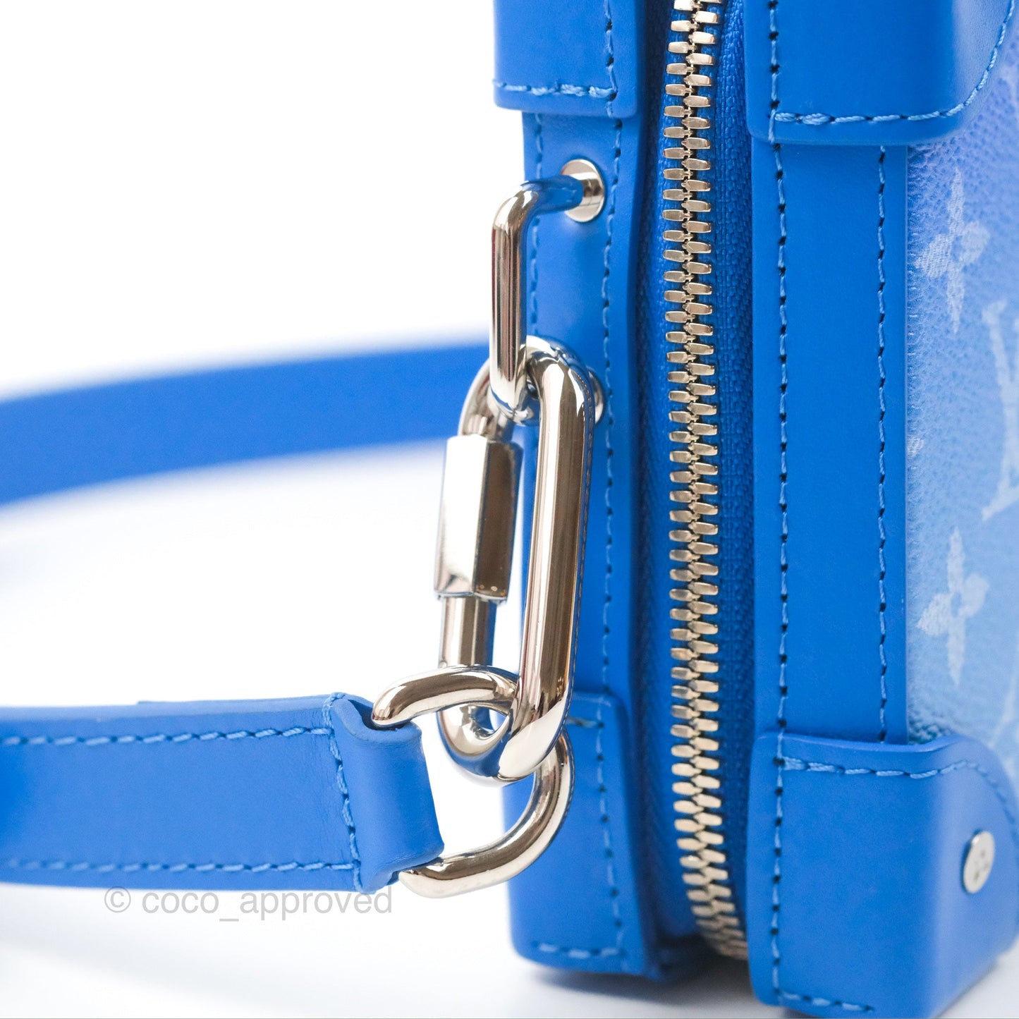 Louis Vuitton Virgil Abloh Blue Monogram Clouds Coated Canvas Soft Trunk Wallet Silver Hardware