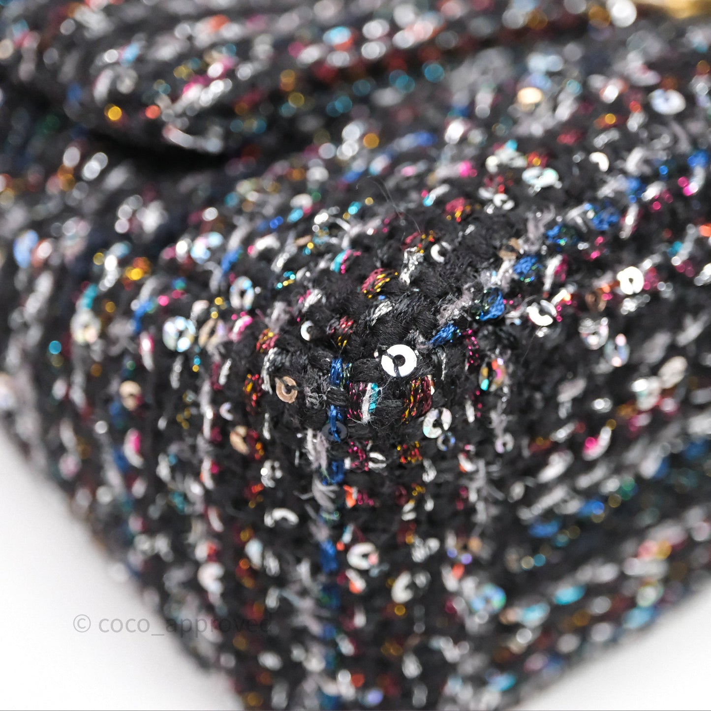 Chanel 19 Small Tweed Sequin Quilted Flap Black Multicolor Mixed Hardware