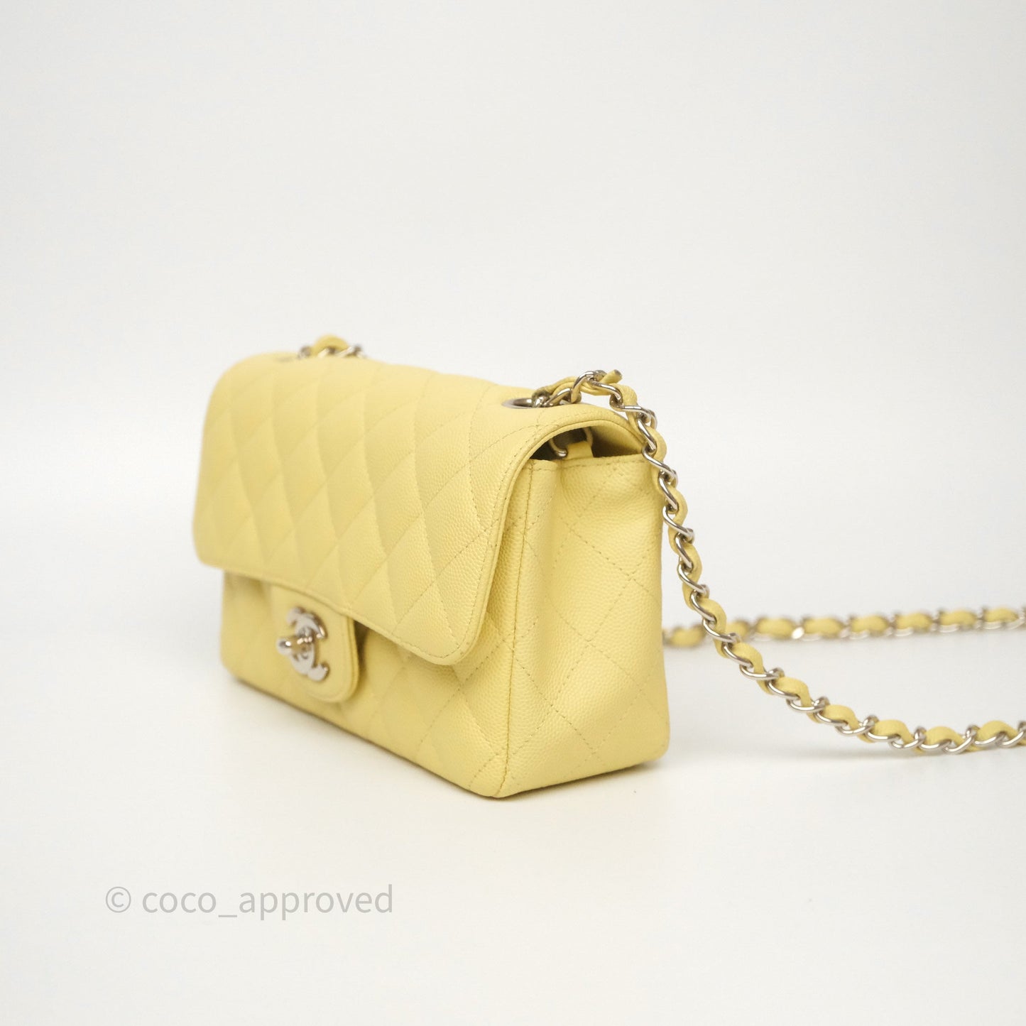 Chanel Mini Rectangular Quilted Yellow Caviar Silver Hardware