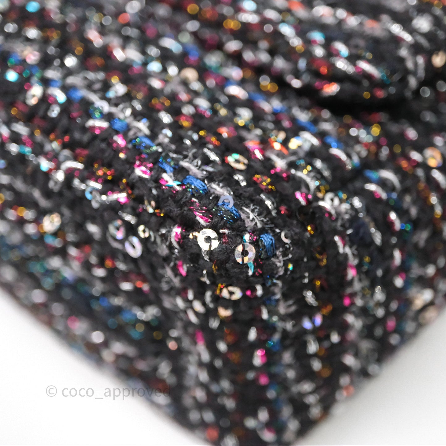 Chanel 19 Small Tweed Sequin Quilted Flap Black Multicolor Mixed Hardware