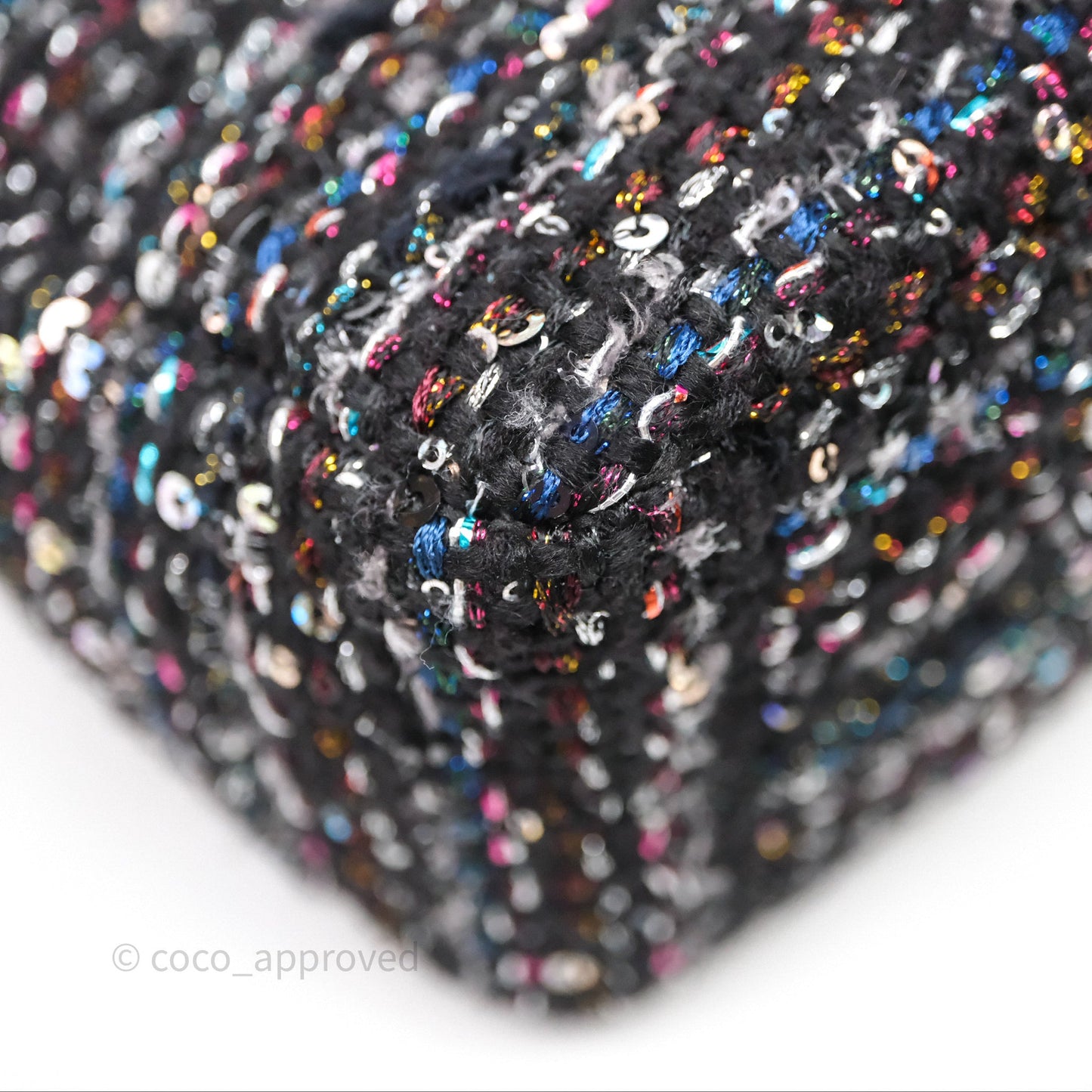 Chanel 19 Small Tweed Sequin Quilted Flap Black Multicolor Mixed Hardware