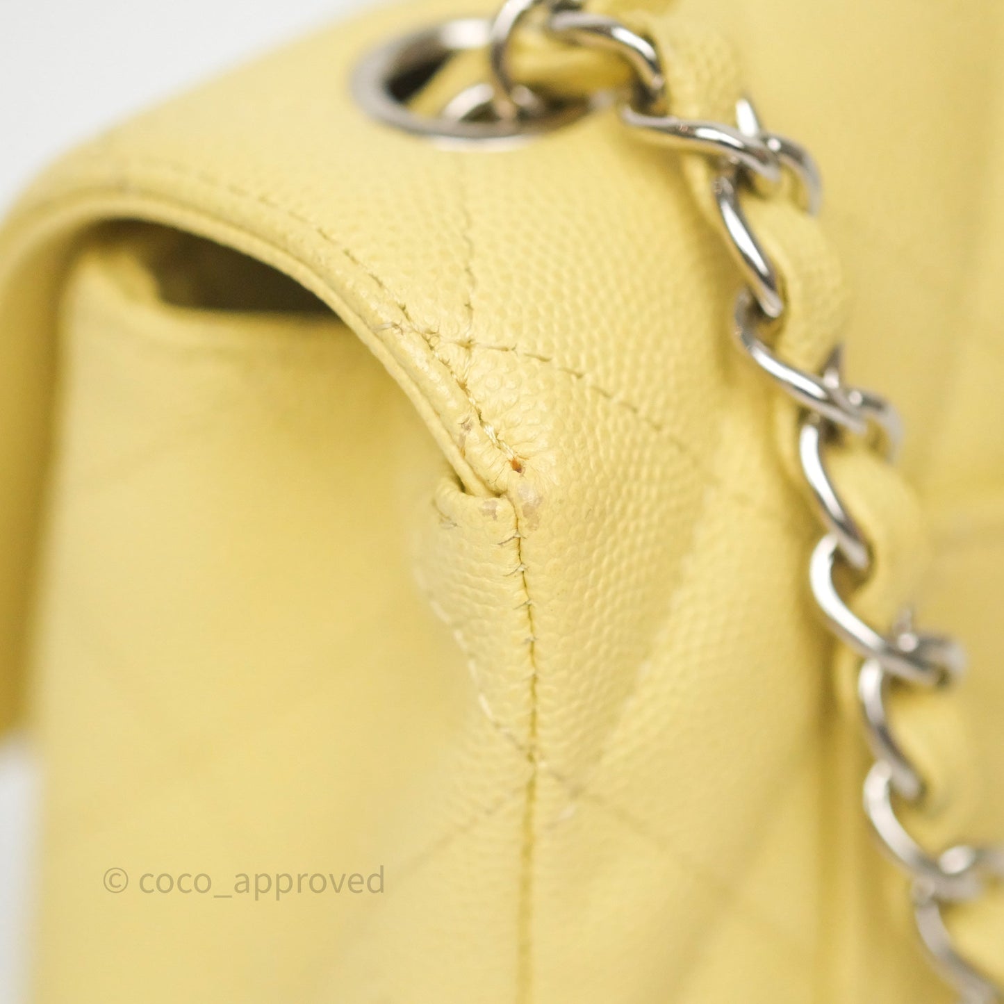 Chanel Mini Rectangular Quilted Yellow Caviar Silver Hardware