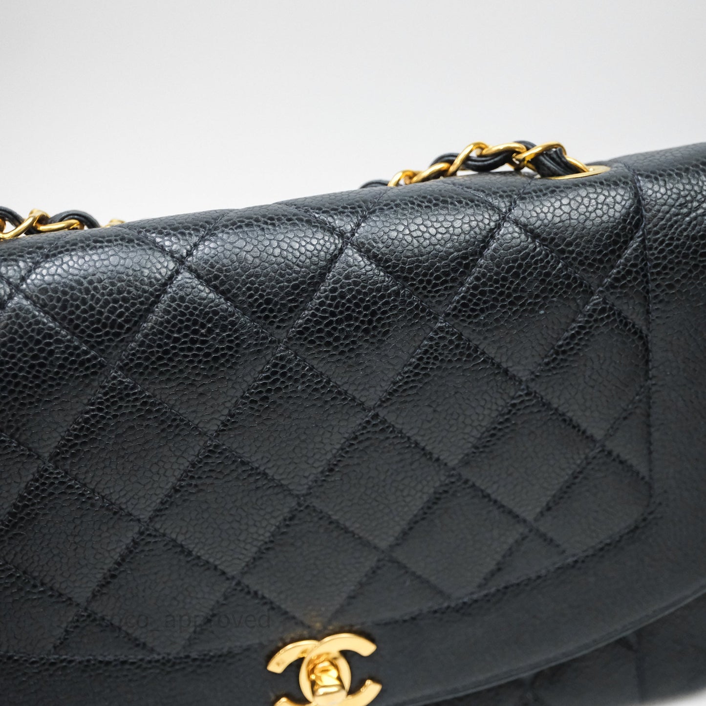 Chanel Vintage Medium Classic Diana Flap Bag Black Caviar 24K Gold Hardware