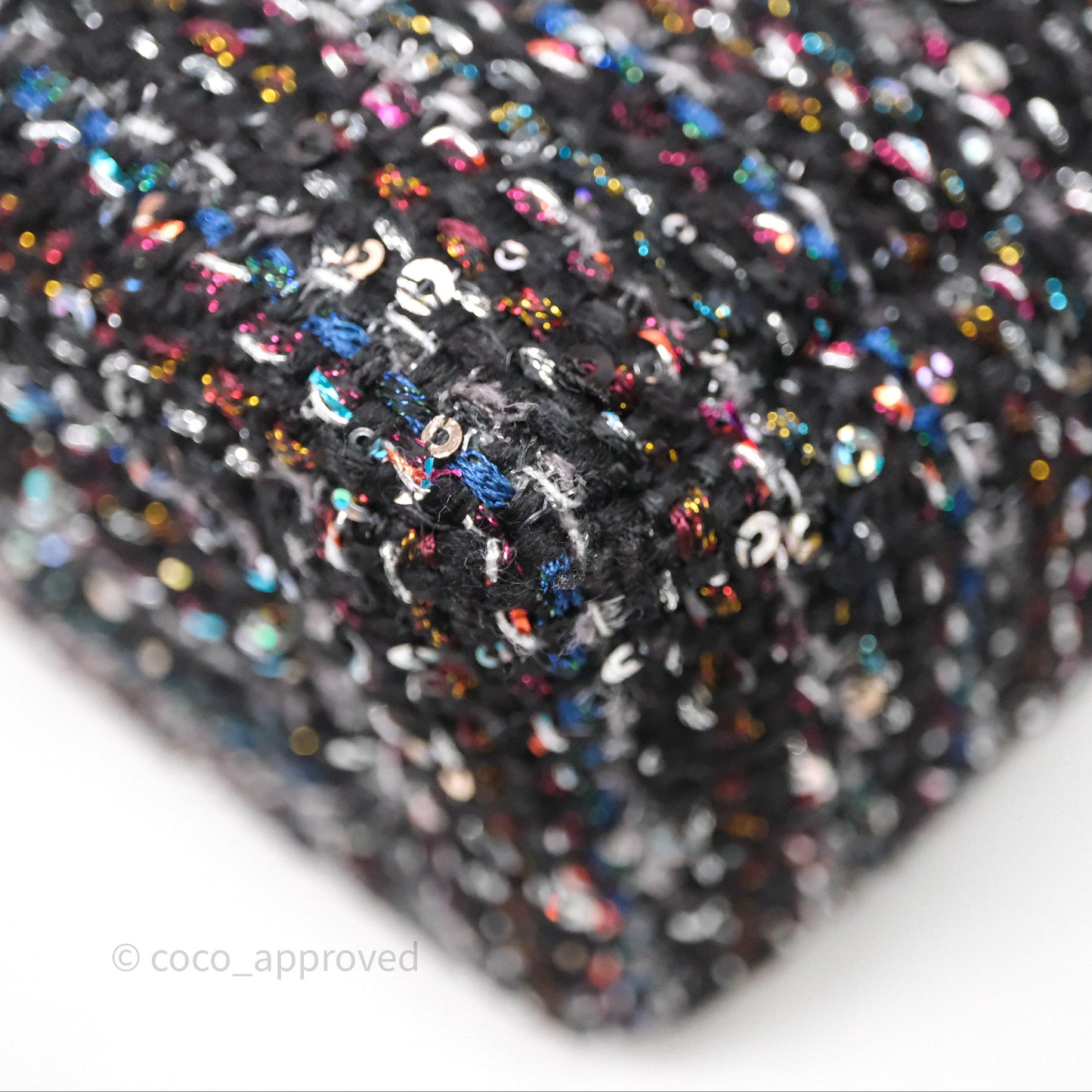 Chanel 19 Small Tweed Sequin Quilted Flap Black Multicolor Mixed Hardware