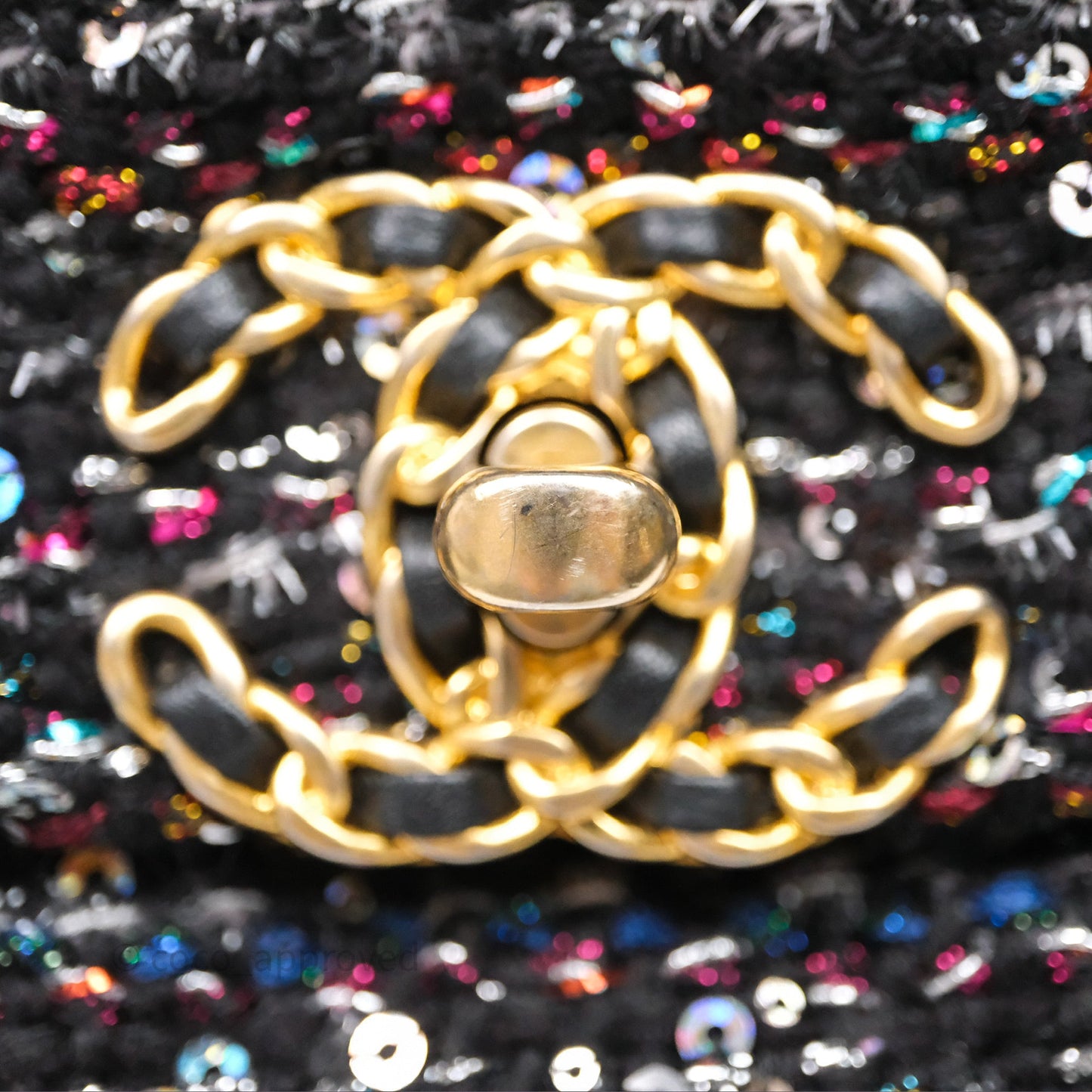 Chanel 19 Small Tweed Sequin Quilted Flap Black Multicolor Mixed Hardware