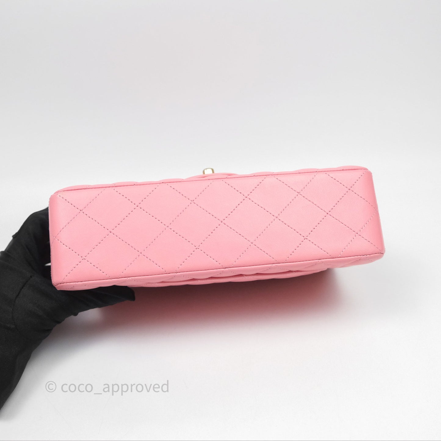 Chanel Small Classic Quilted Flap Pink Lambskin Aged Gold Hardware