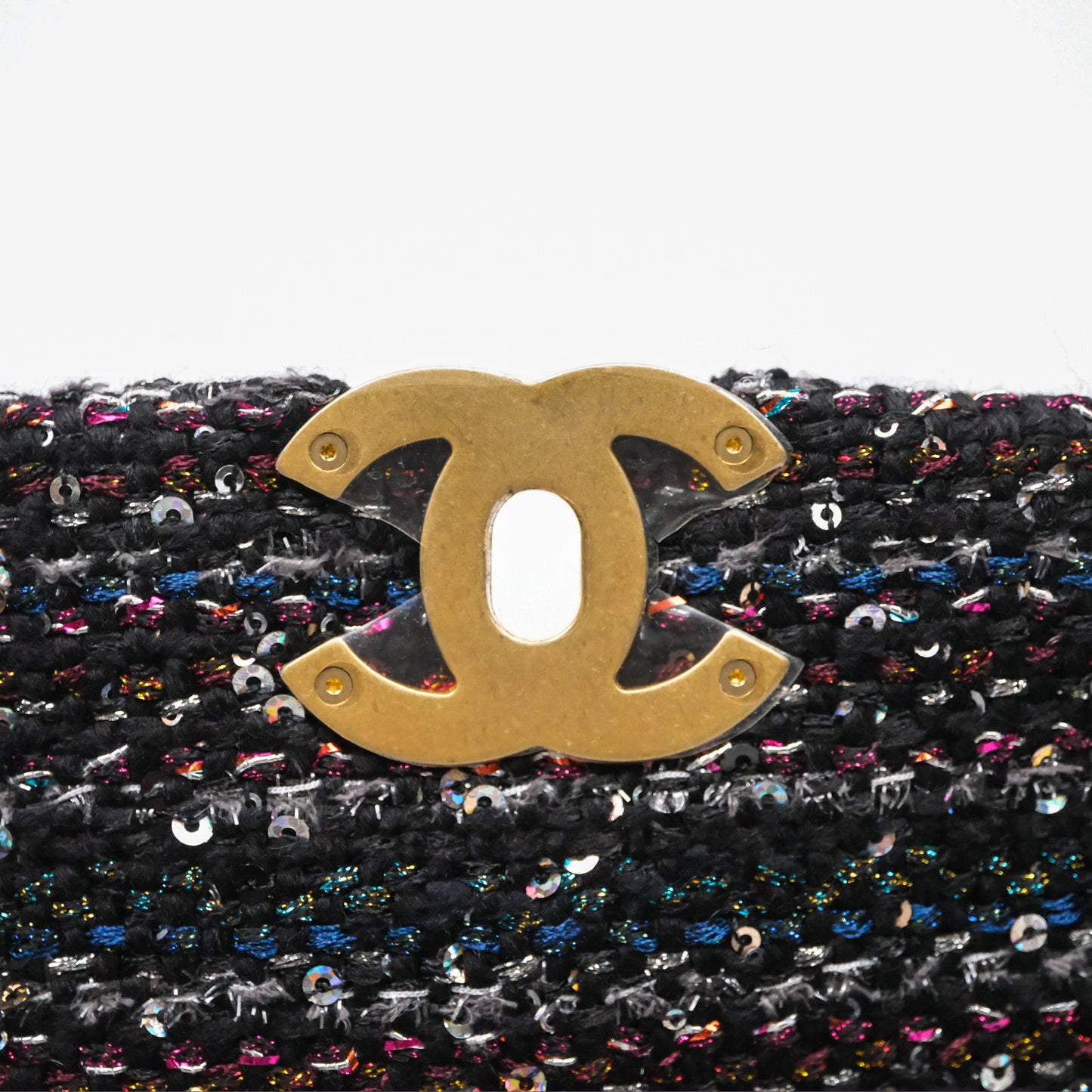 Chanel 19 Small Tweed Sequin Quilted Flap Black Multicolor Mixed Hardware