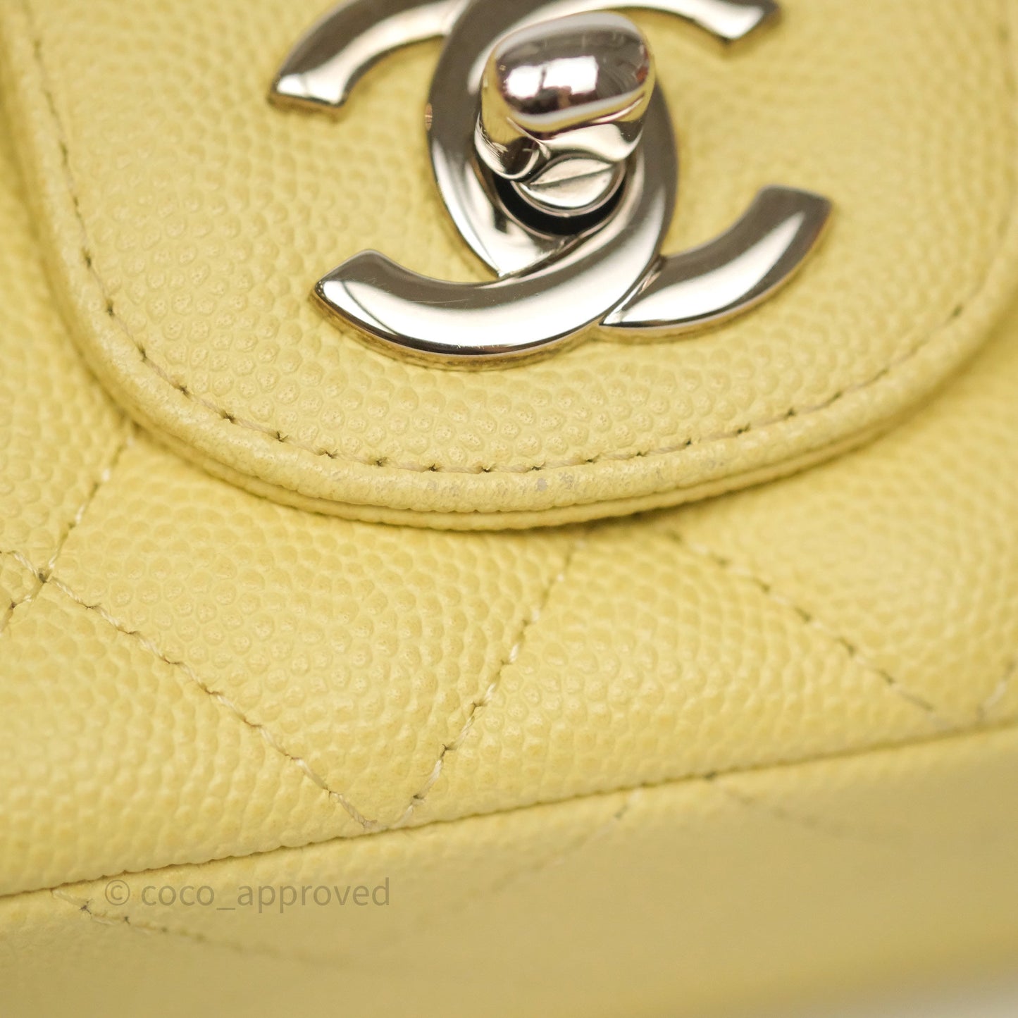 Chanel Mini Rectangular Quilted Yellow Caviar Silver Hardware
