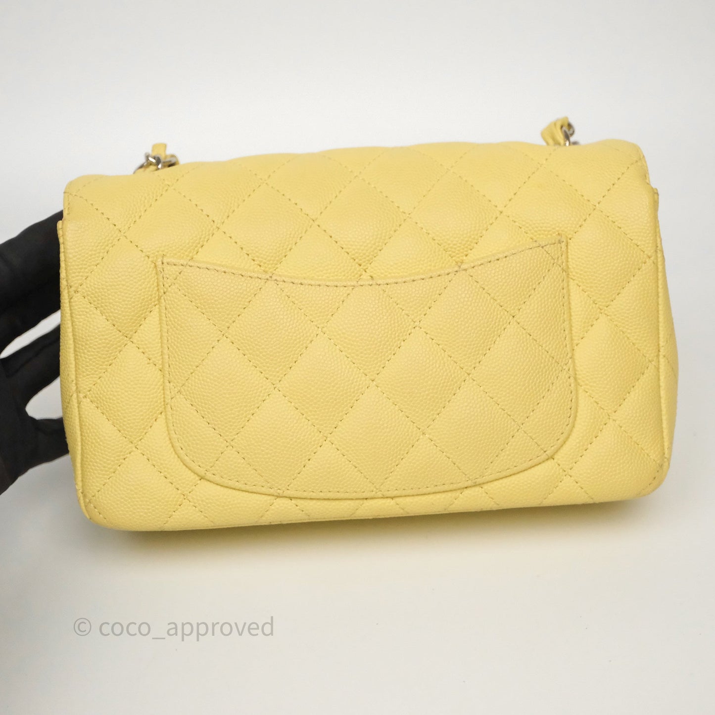 Chanel Mini Rectangular Quilted Yellow Caviar Silver Hardware