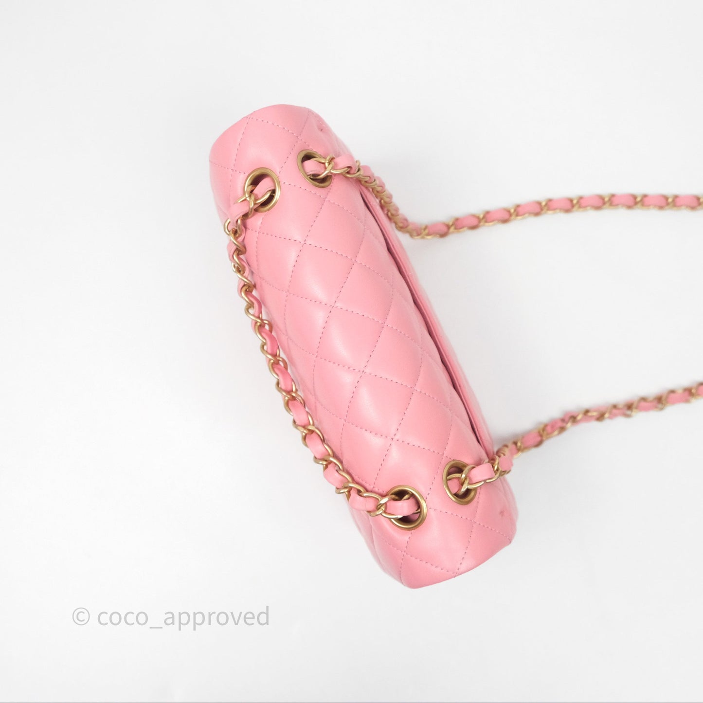Chanel Small Classic Quilted Flap Pink Lambskin Aged Gold Hardware