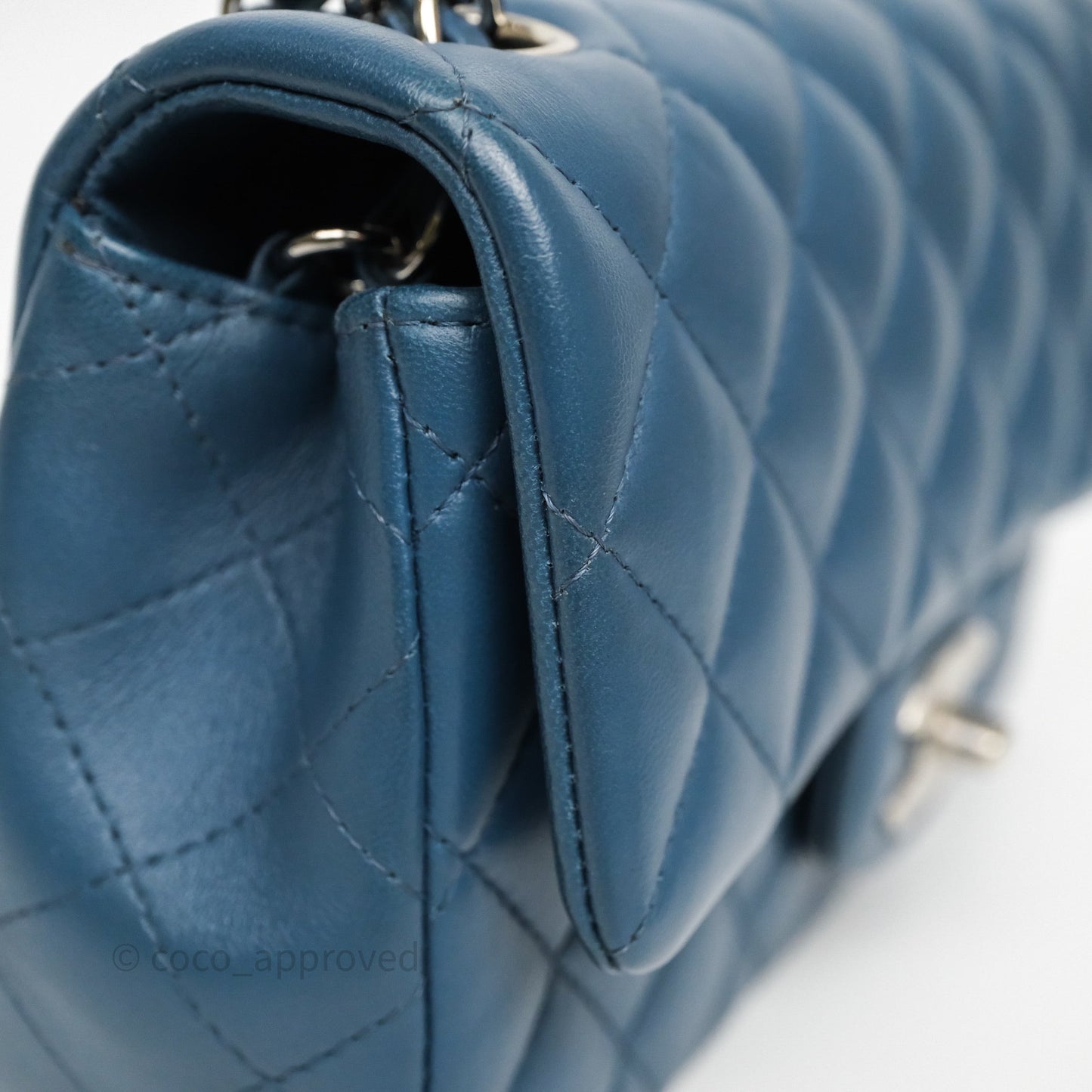 Chanel Quilted Mini Rectangular Navy Lambskin Silver Hardware