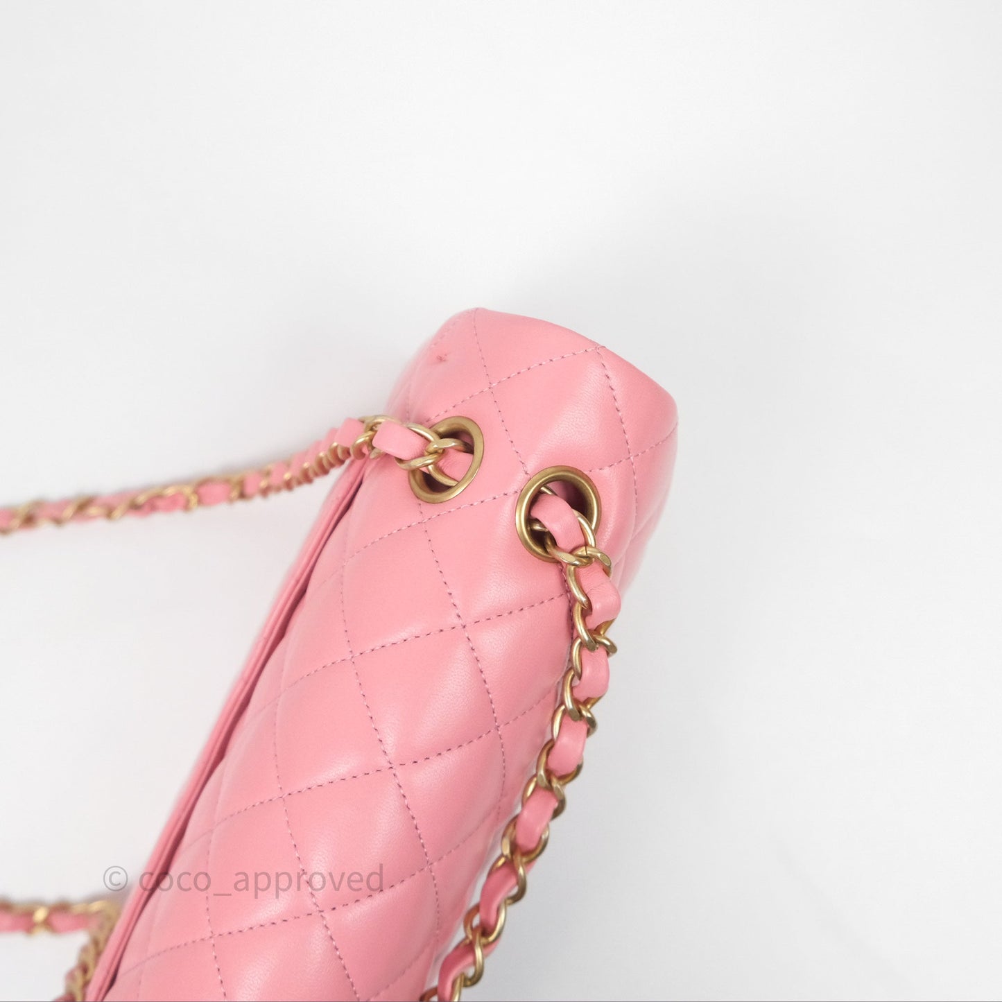 Chanel Small Classic Quilted Flap Pink Lambskin Aged Gold Hardware