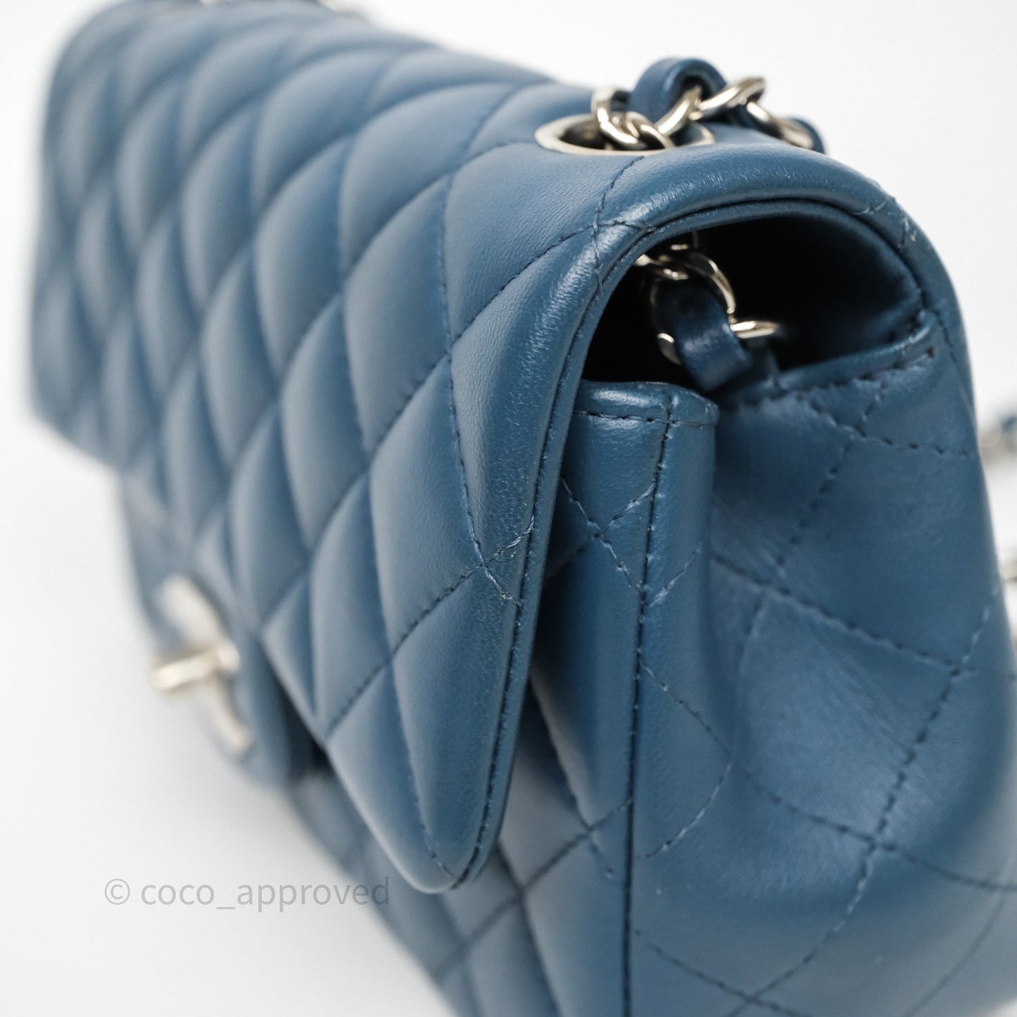 Chanel Quilted Mini Rectangular Navy Lambskin Silver Hardware