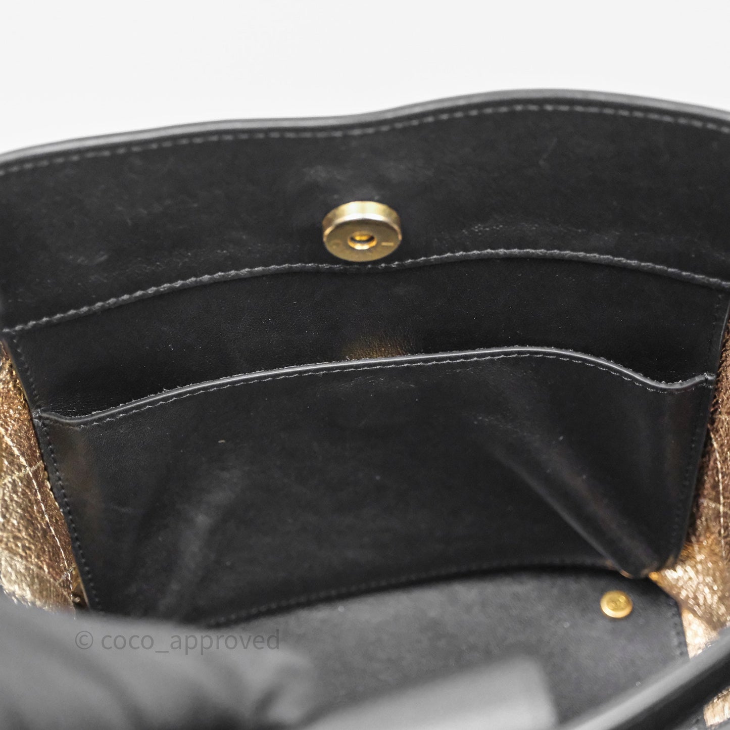 Chanel Quilted Drawstring Bucket Bag Black Calfskin Aged Gold Hardware