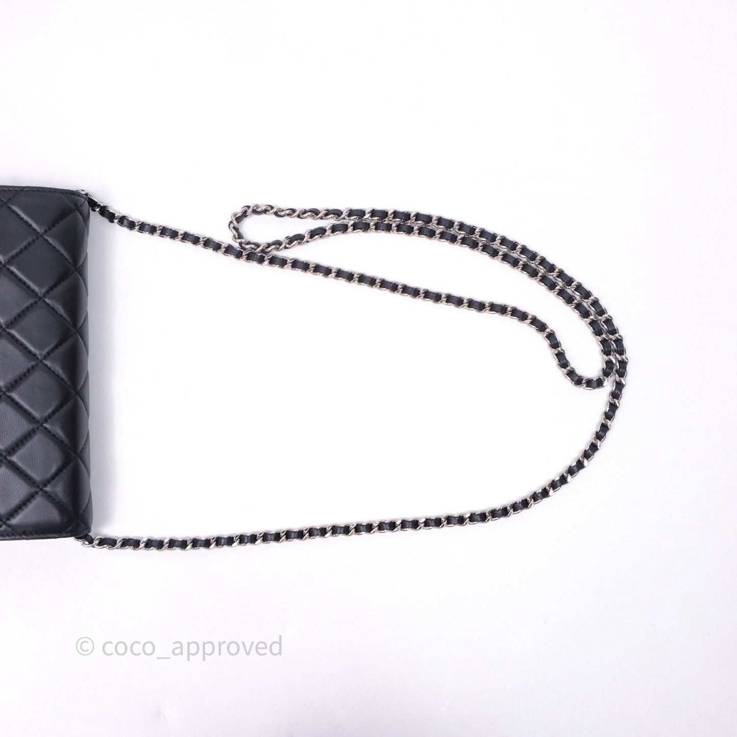 Chanel Quilted Classic Wallet on Chain WOC Black Lambskin Silver Hardware