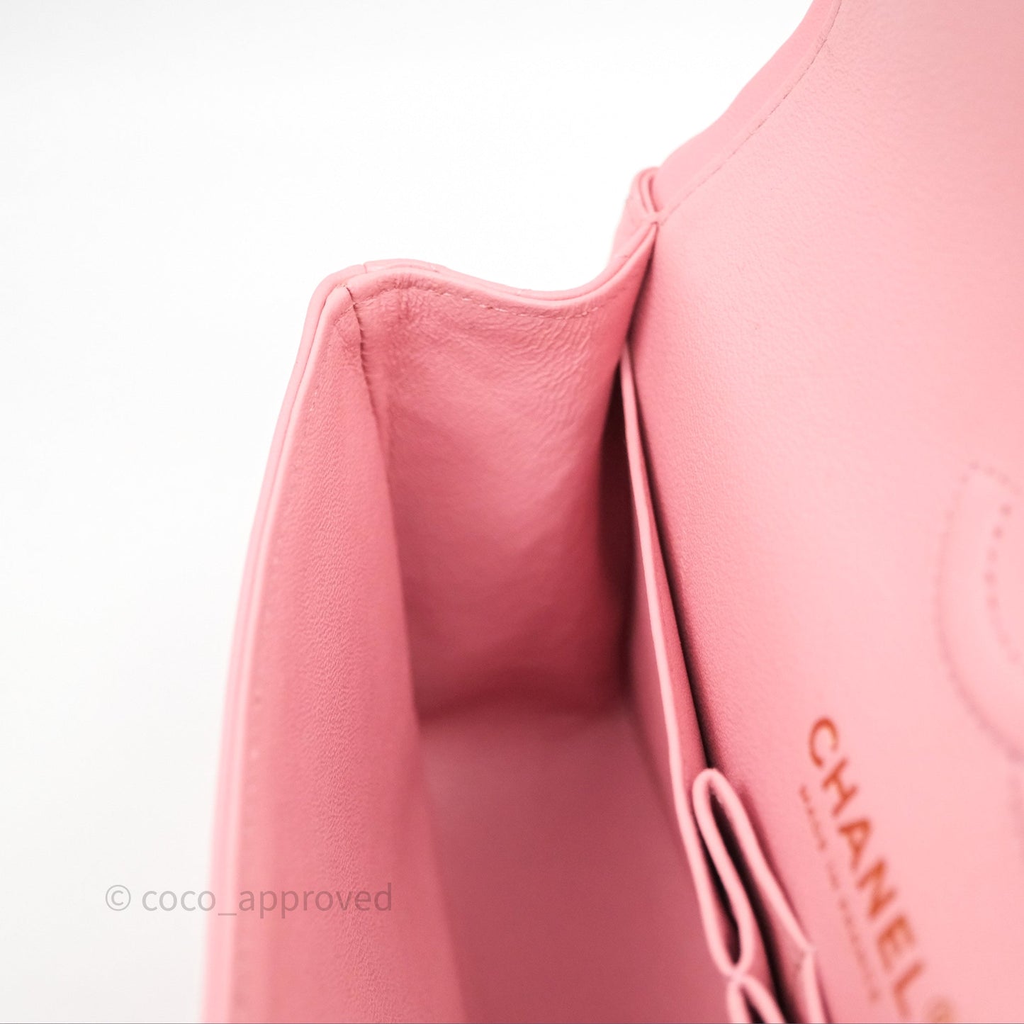 Chanel Small Classic Quilted Flap Pink Lambskin Aged Gold Hardware