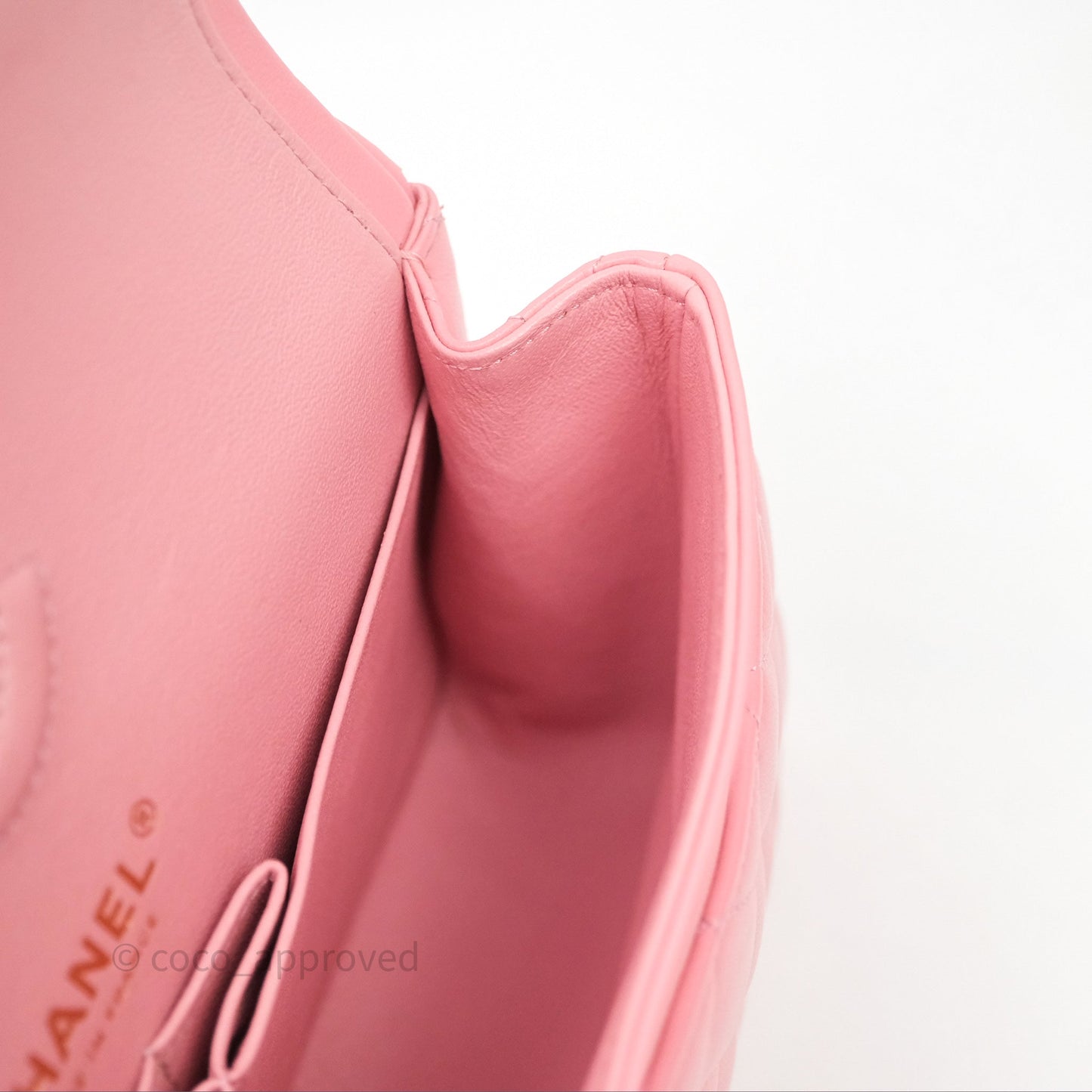 Chanel Small Classic Quilted Flap Pink Lambskin Aged Gold Hardware