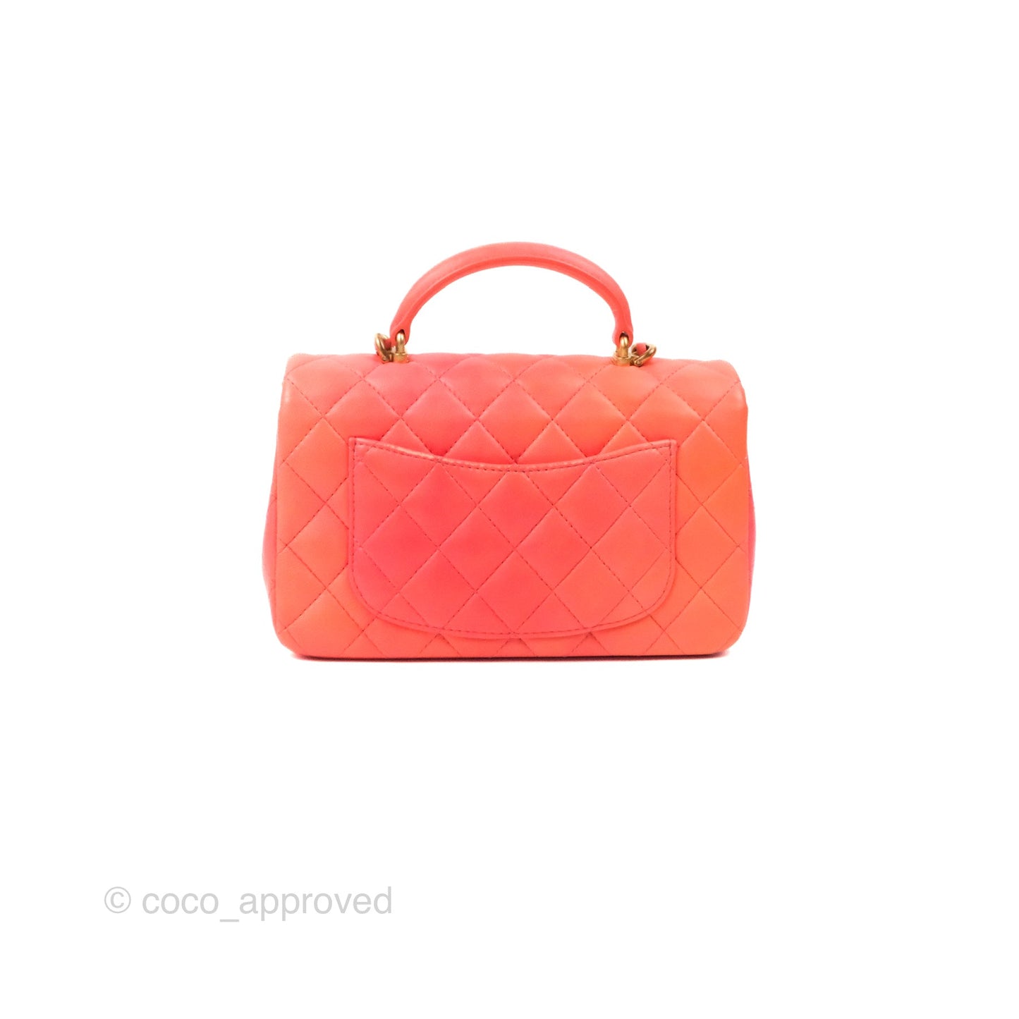 Chanel Top Handle Mini Rectangular Flap Pink Orange Ombre Lambskin Gold Hardware