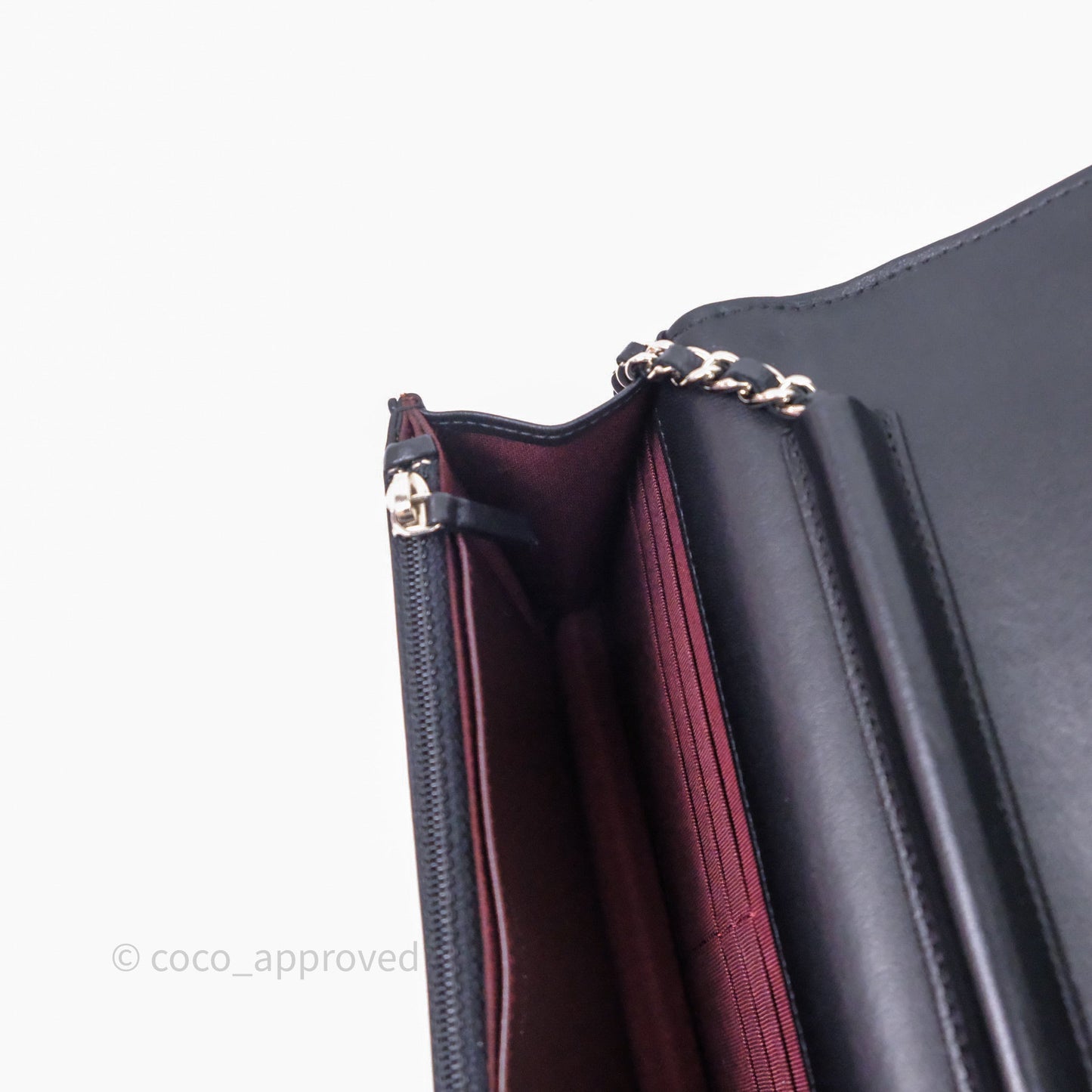 Chanel Quilted Classic Wallet on Chain WOC Black Lambskin Silver Hardware