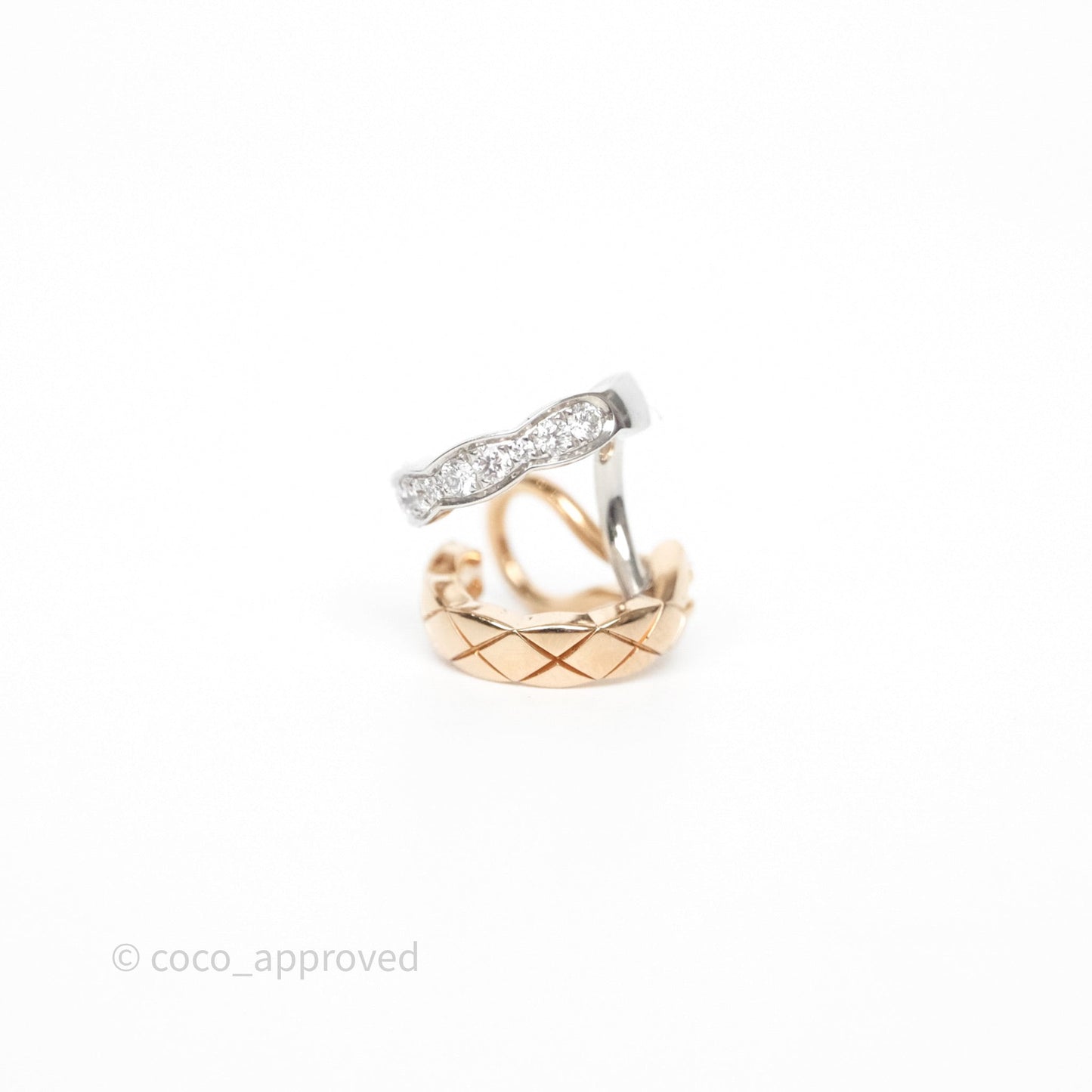 Chanel Coco Crush Single Ear Clip 18K White & Beige Gold Diamonds