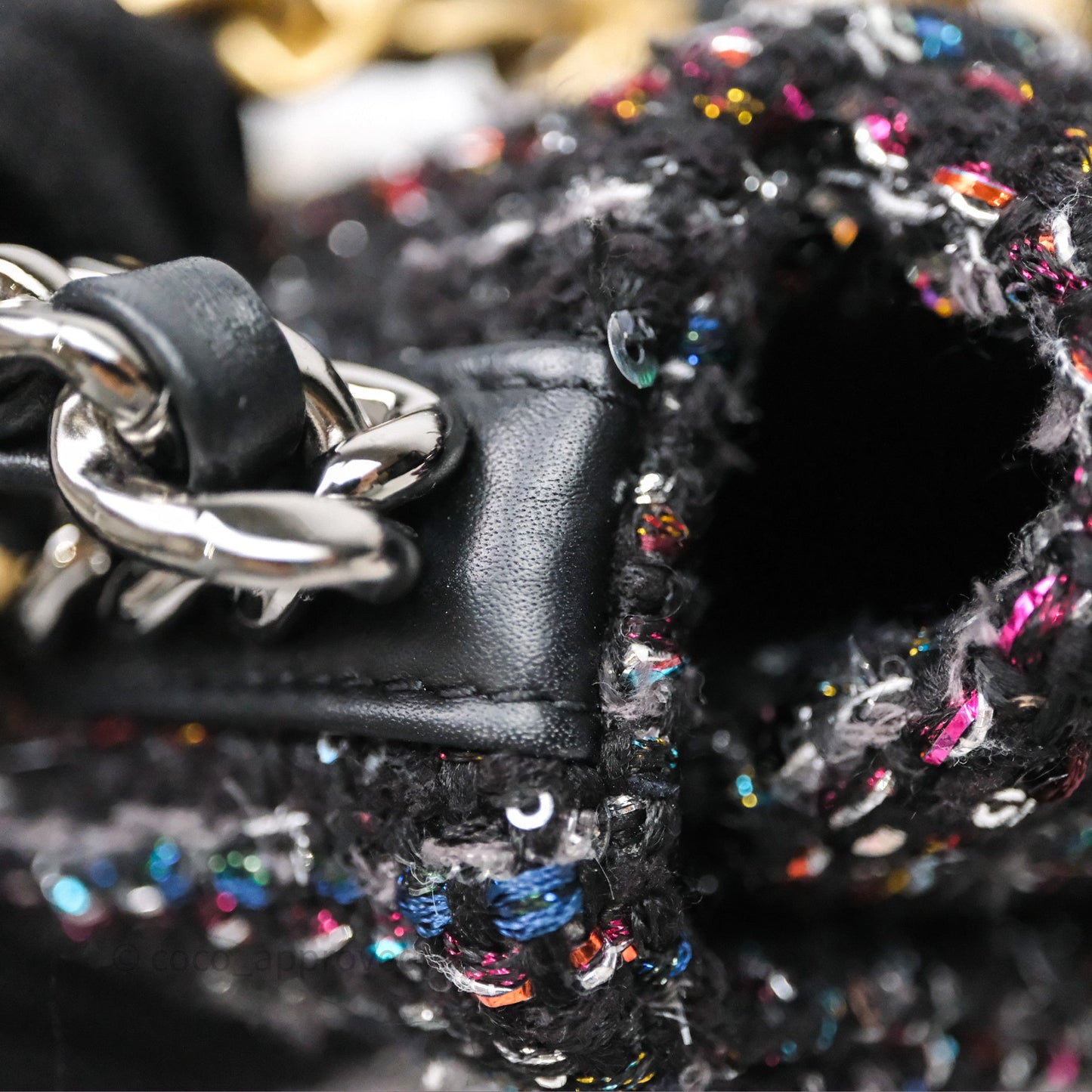 Chanel 19 Small Tweed Sequin Quilted Flap Black Multicolor Mixed Hardware