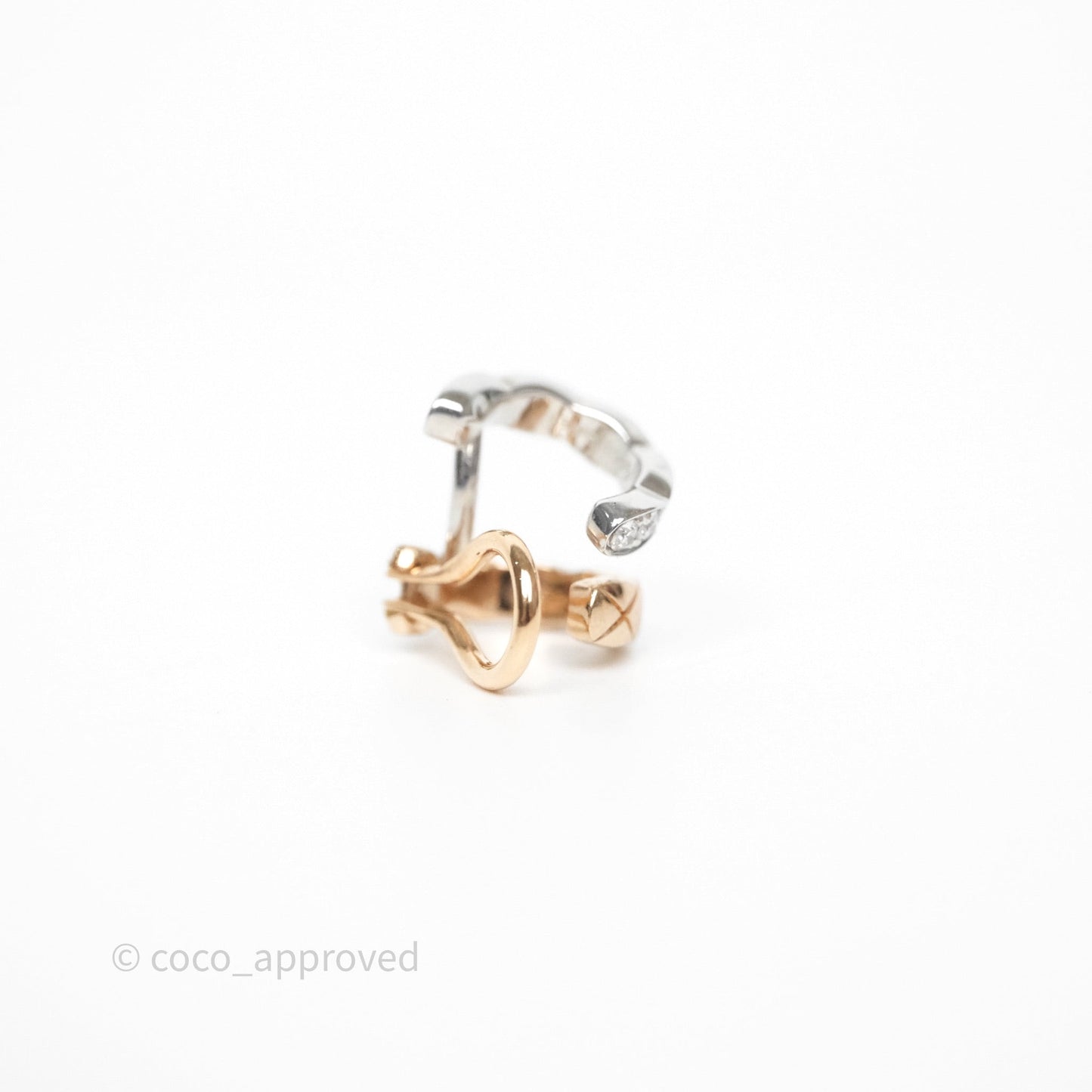 Chanel Coco Crush Single Ear Clip 18K White & Beige Gold Diamonds