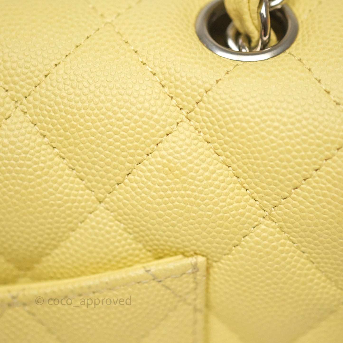 Chanel Mini Rectangular Quilted Yellow Caviar Silver Hardware