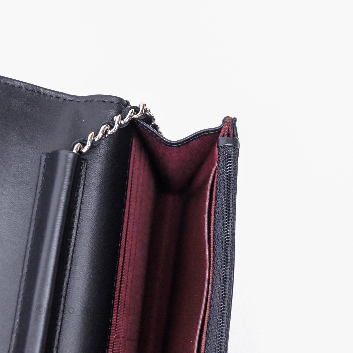 Chanel Quilted Classic Wallet on Chain WOC Black Lambskin Silver Hardware