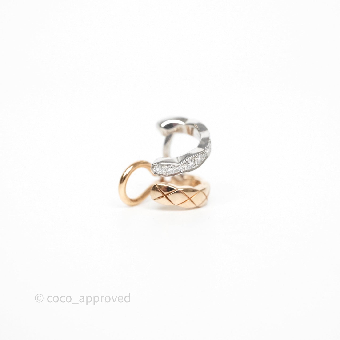 Chanel Coco Crush Single Ear Clip 18K White & Beige Gold Diamonds