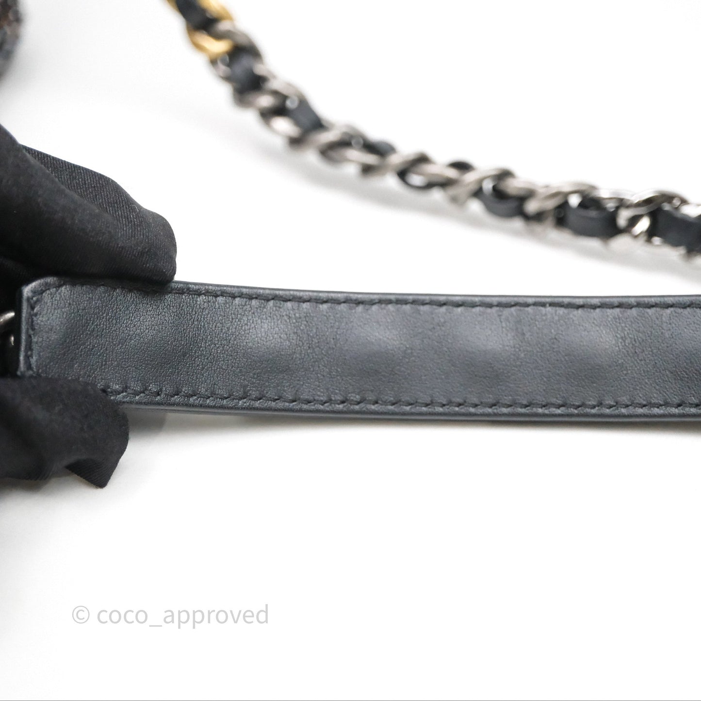 Chanel 19 Small Tweed Sequin Quilted Flap Black Multicolor Mixed Hardware