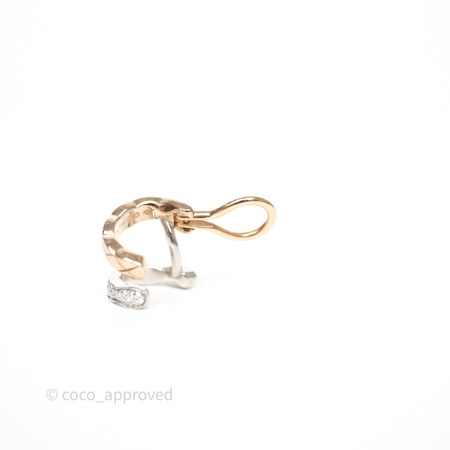 Chanel Coco Crush Single Ear Clip 18K White & Beige Gold Diamonds