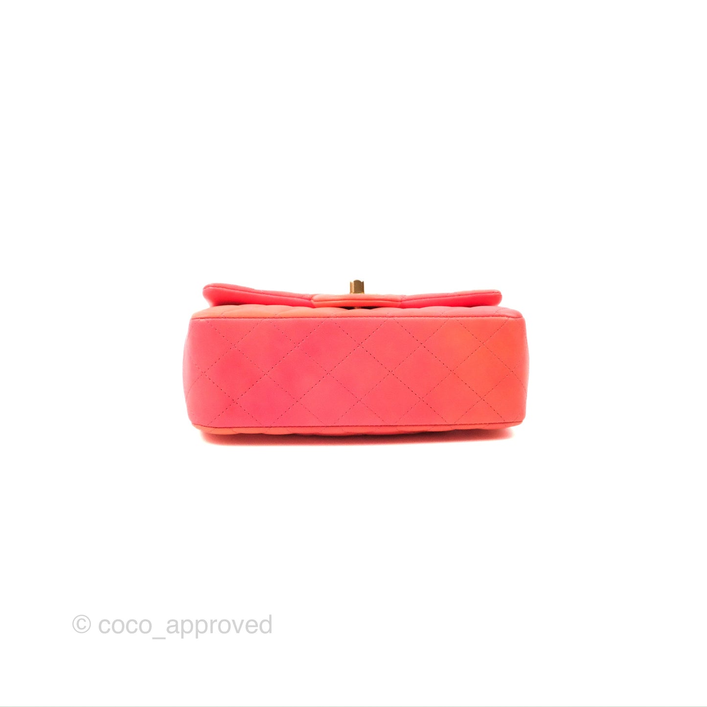 Chanel Top Handle Mini Rectangular Flap Pink Orange Ombre Lambskin Gold Hardware
