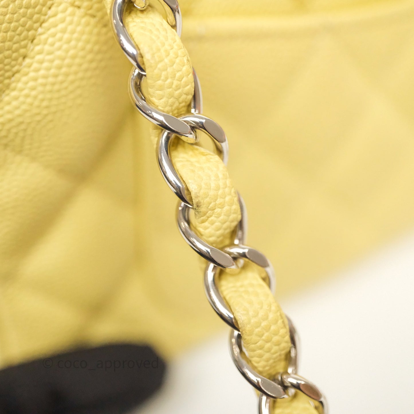 Chanel Mini Rectangular Quilted Yellow Caviar Silver Hardware