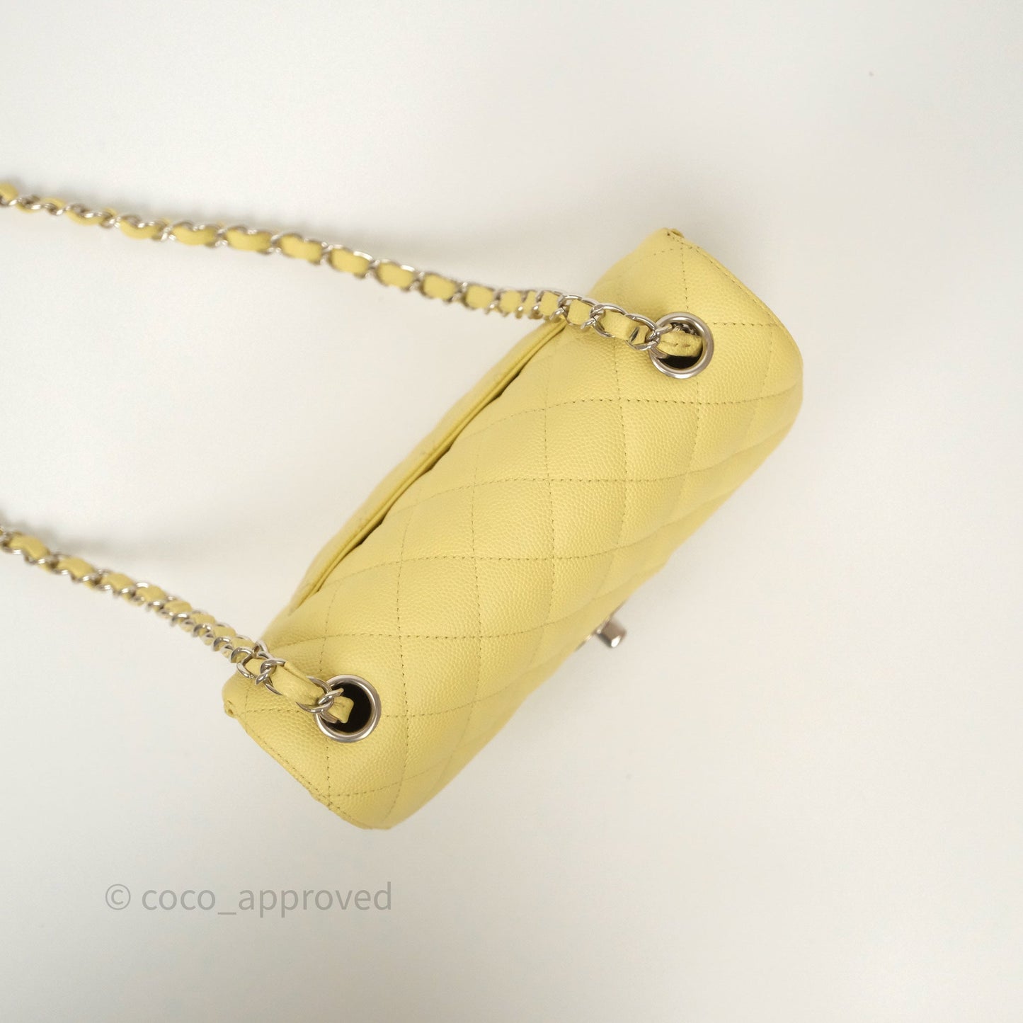Chanel Mini Rectangular Quilted Yellow Caviar Silver Hardware