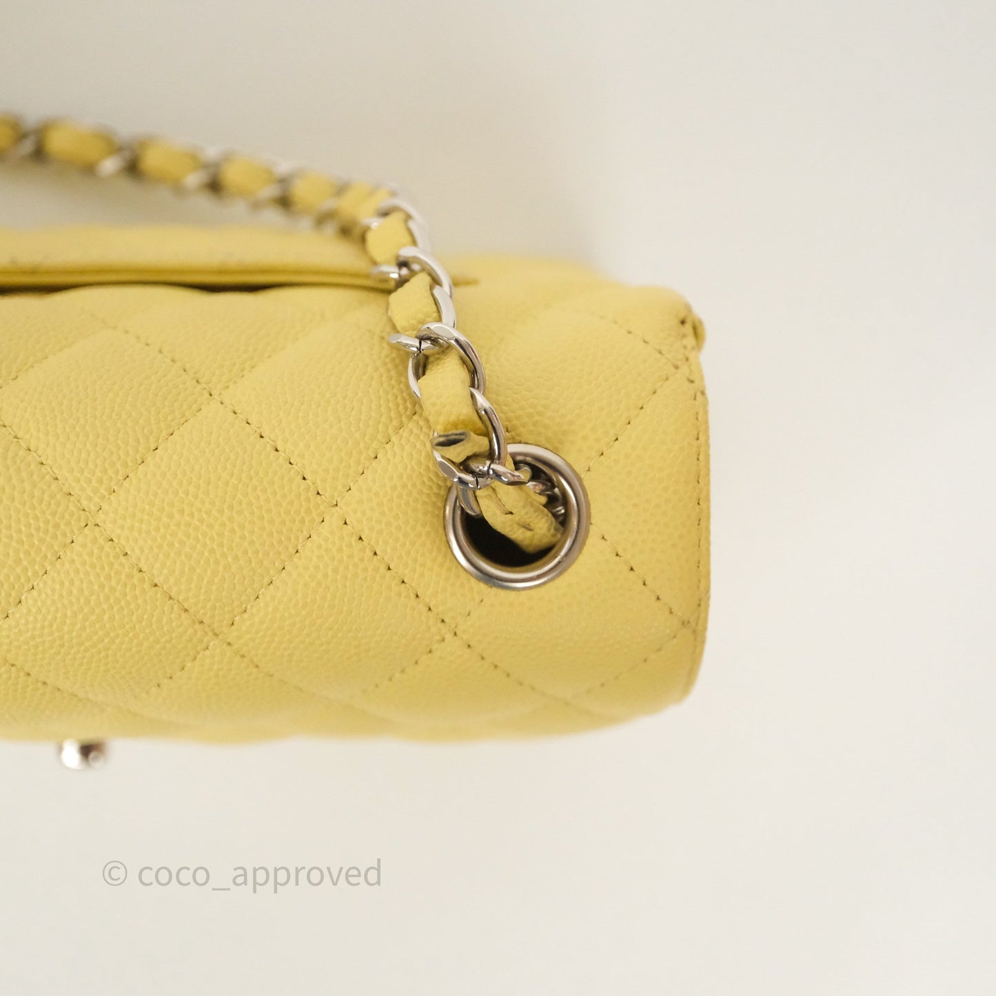 Chanel Mini Rectangular Quilted Yellow Caviar Silver Hardware