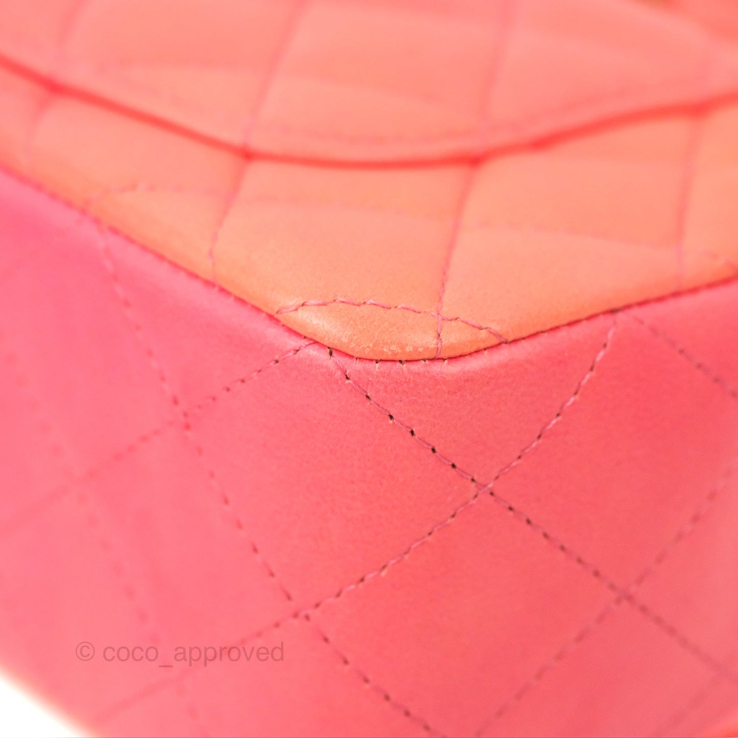 Chanel Top Handle Mini Rectangular Flap Pink Orange Ombre Lambskin Gold Hardware