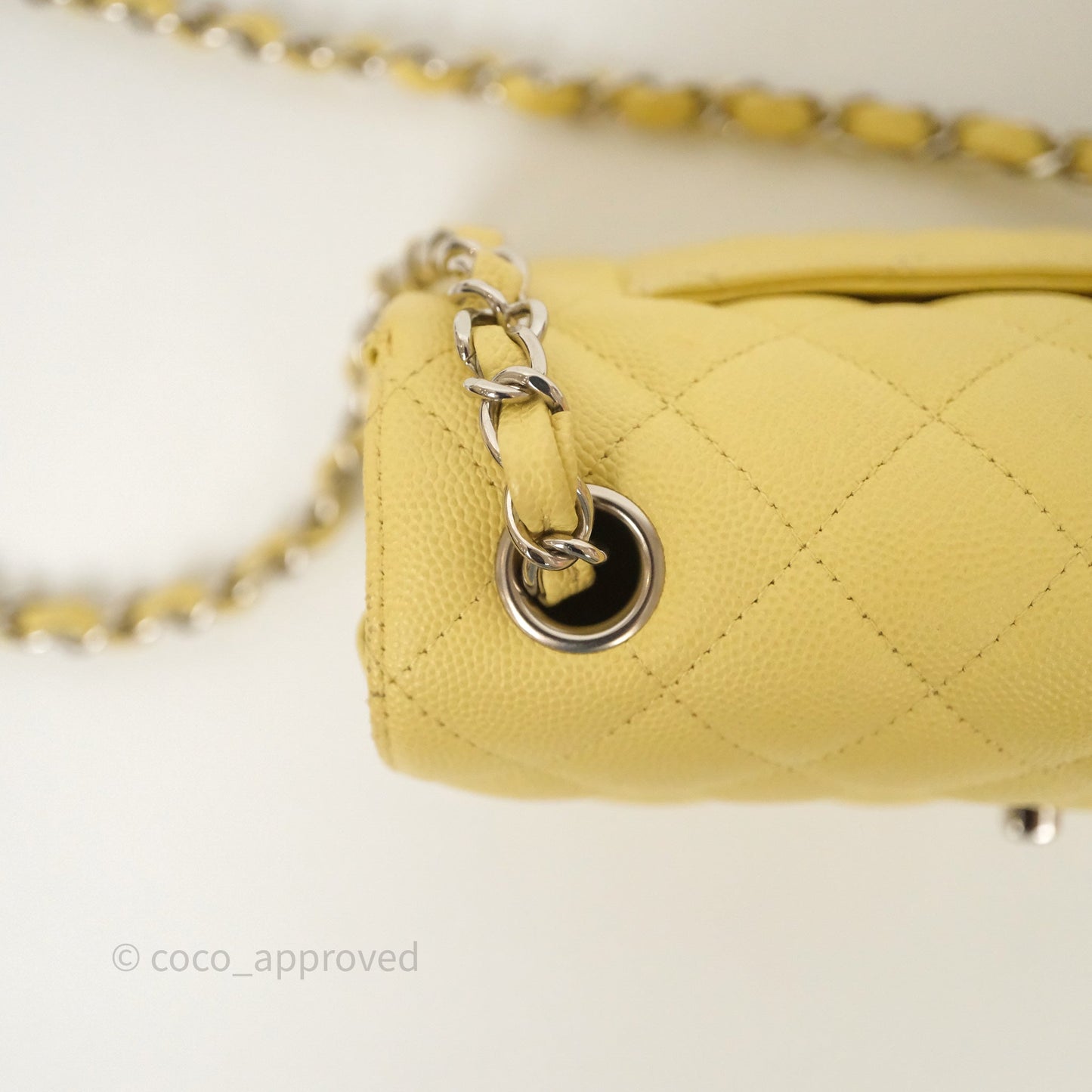 Chanel Mini Rectangular Quilted Yellow Caviar Silver Hardware