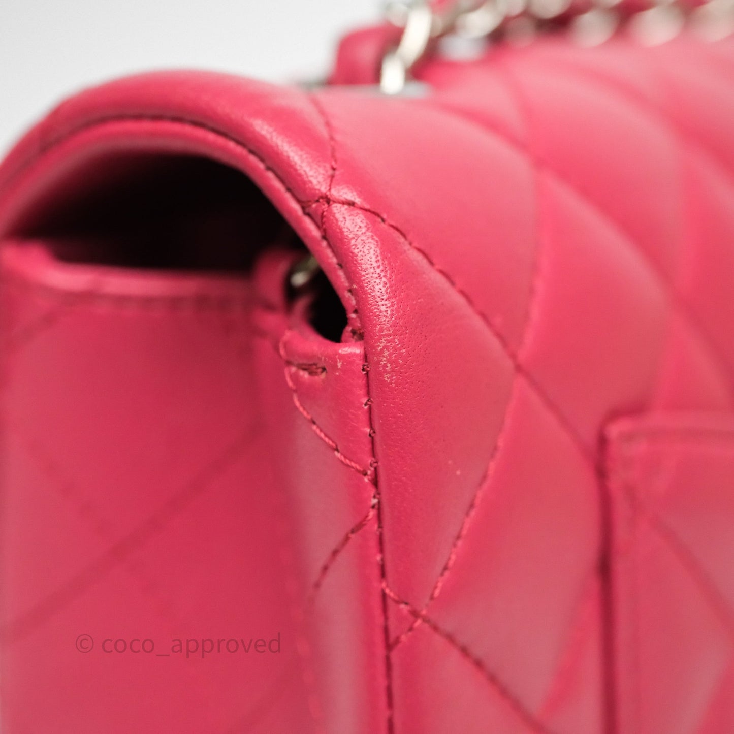 Chanel Quilted Mini Rectangular Dark Pink Lambskin Silver Hardware