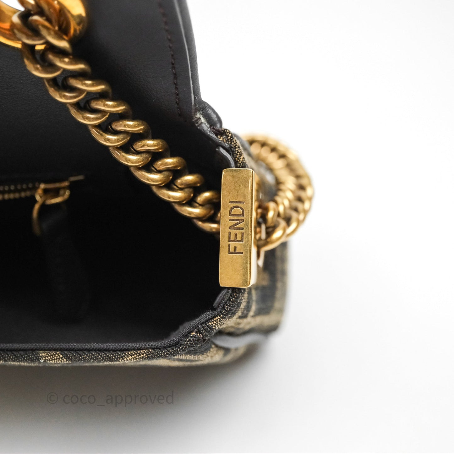 Fendi Baguette Chain Midi Bag Zucca Canvas
