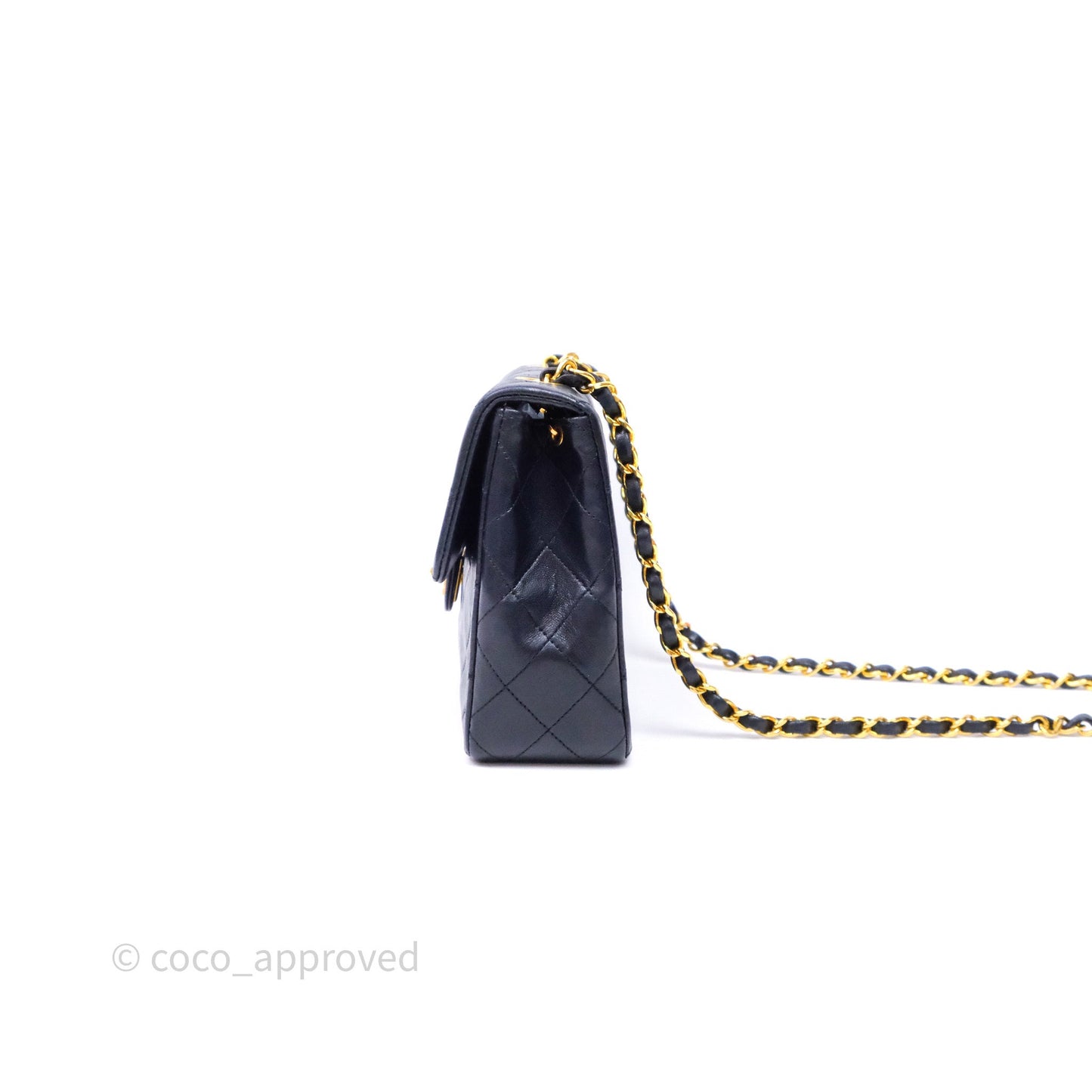 Chanel Vintage Square Flap Bag Black Lambskin 24K Gold Hardware