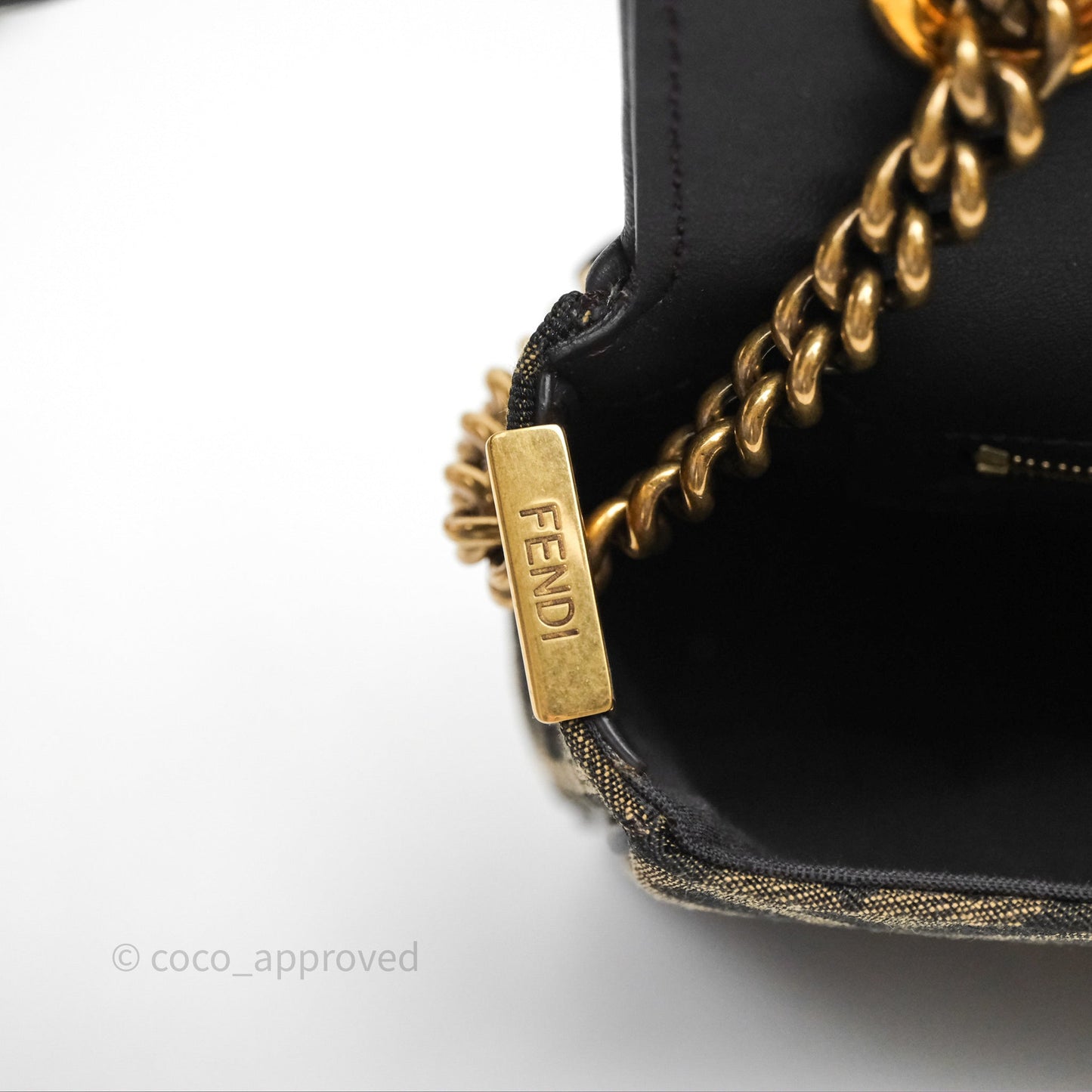 Fendi Baguette Chain Midi Bag Zucca Canvas