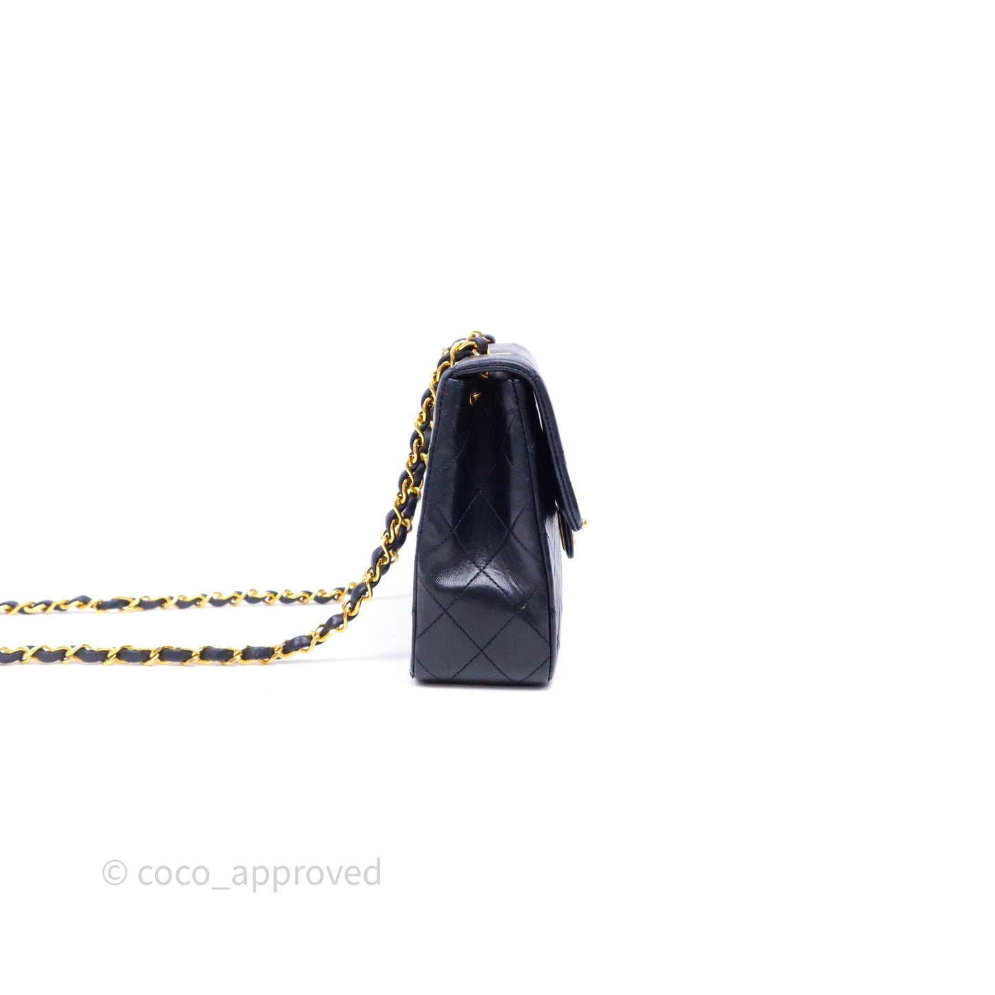 Chanel Vintage Square Flap Bag Black Lambskin 24K Gold Hardware