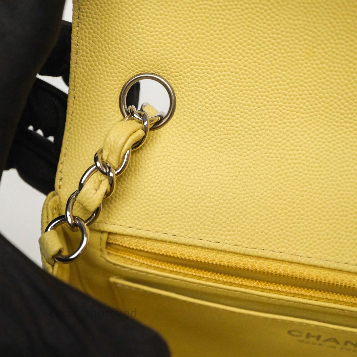 Chanel Mini Rectangular Quilted Yellow Caviar Silver Hardware